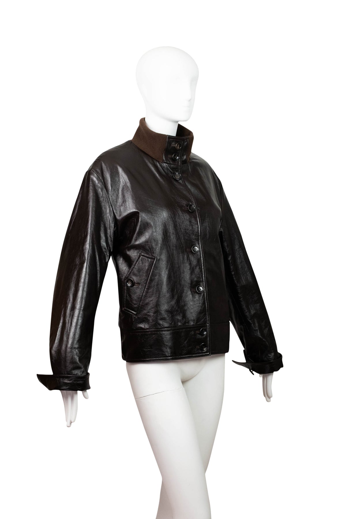 Gucci Plaid Men&#39;s Brown Leather Bomber Jacket Reversible Size 46