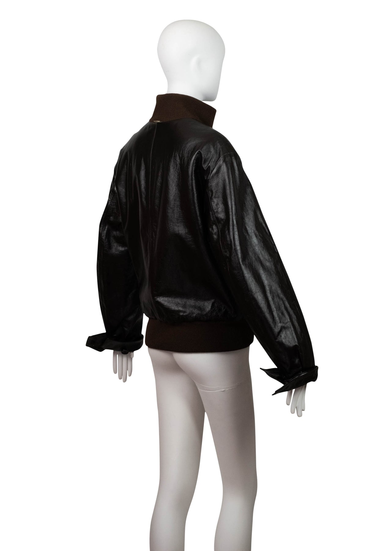 Gucci Plaid Men&#39;s Brown Leather Bomber Jacket Reversible Size 46