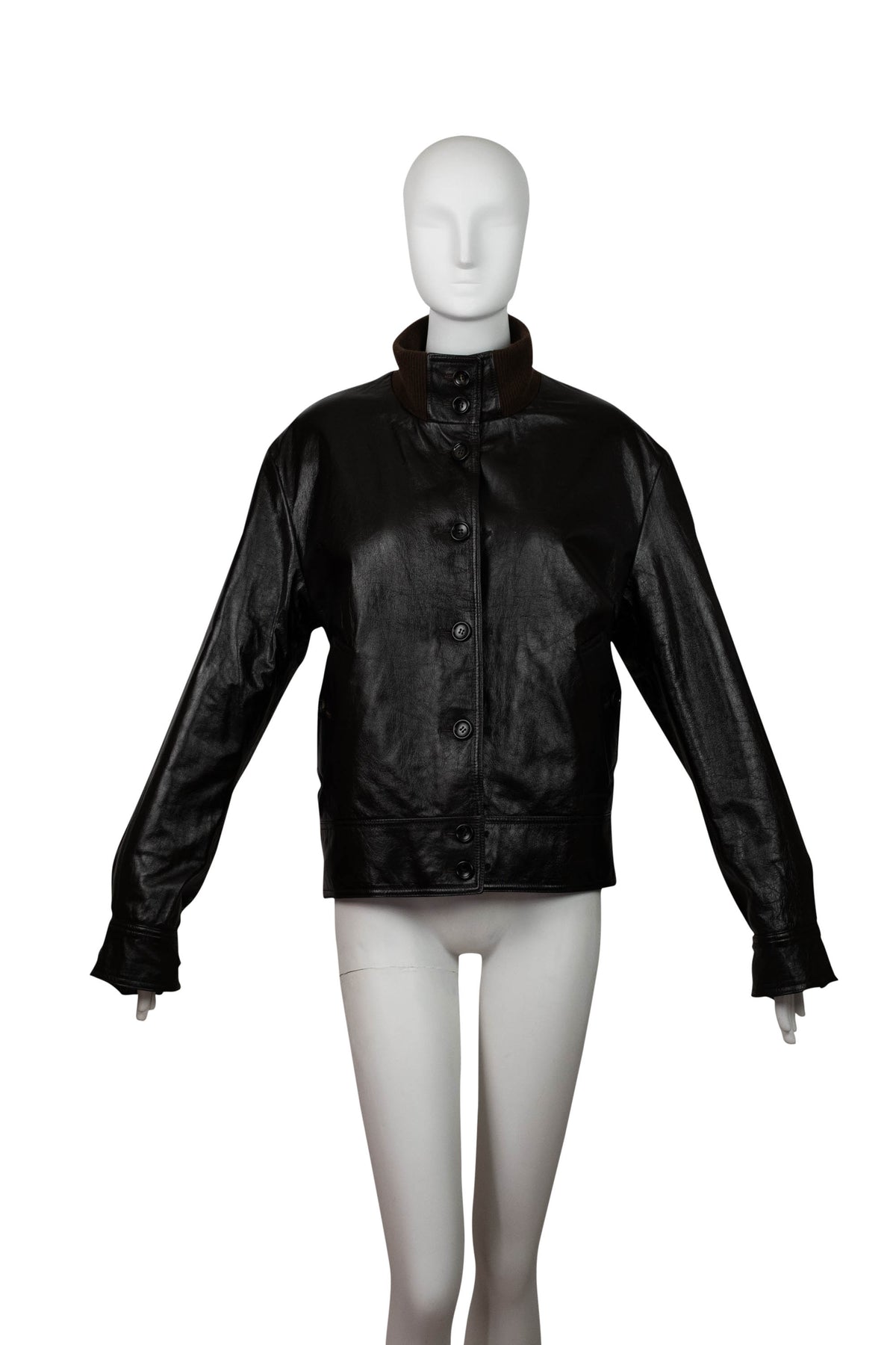 Gucci Plaid Men&#39;s Brown Leather Bomber Jacket Reversible Size 46