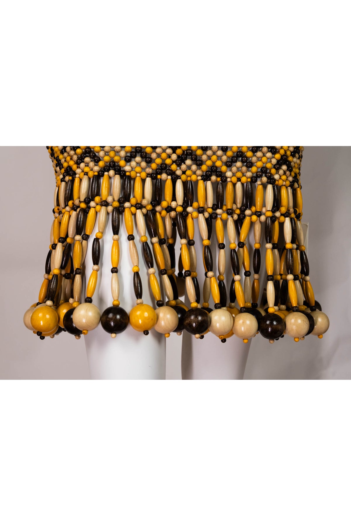 Bottega Veneta Brown and Yellow Wooden Bead Runway Skirt Size Small