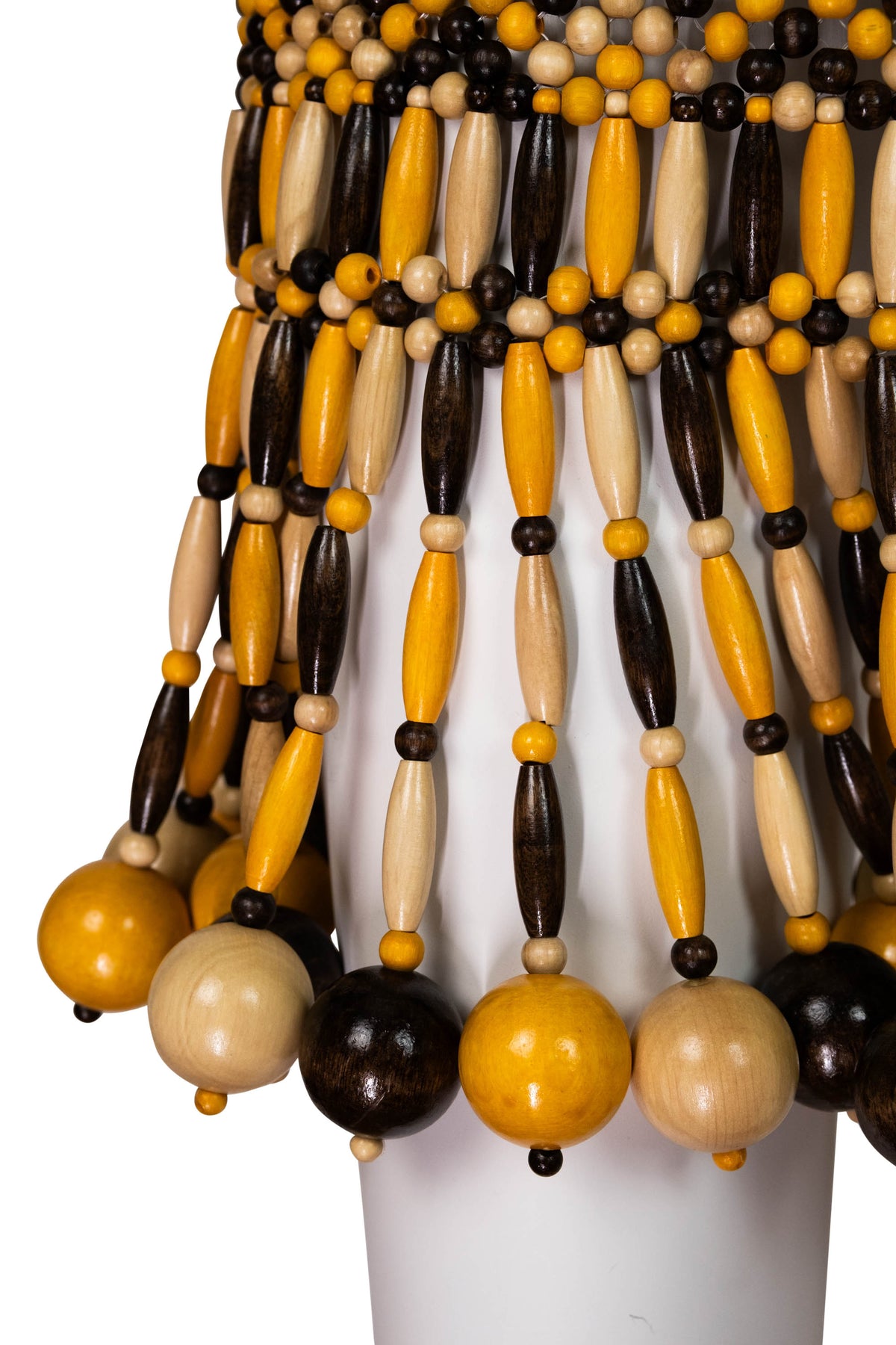 Bottega Veneta Brown and Yellow Wooden Bead Runway Skirt Size Small