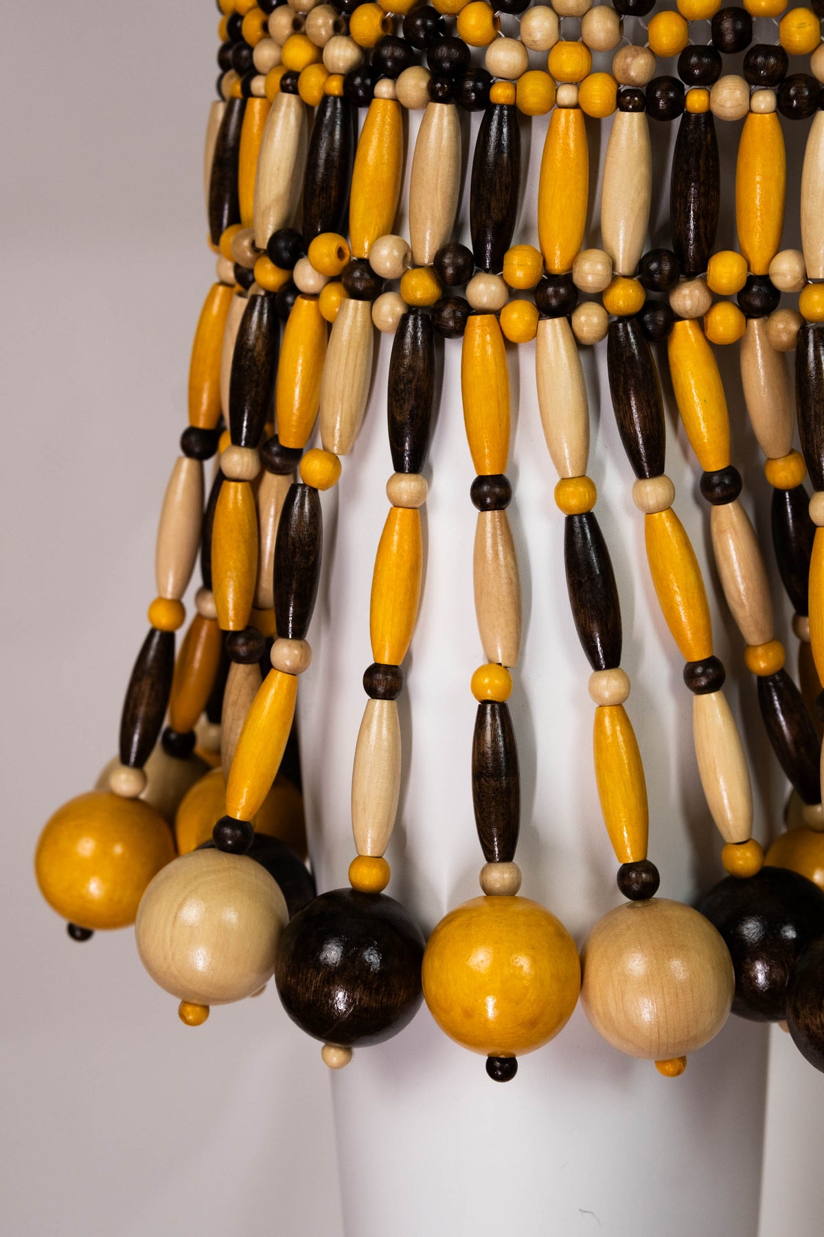 Bottega Veneta Brown and Yellow Wooden Bead Runway Skirt Size Small