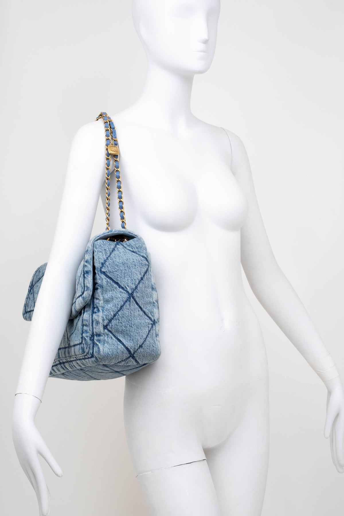 Chanel Light Wash Denim Quilted Flap Jumbo Purse 2025-6