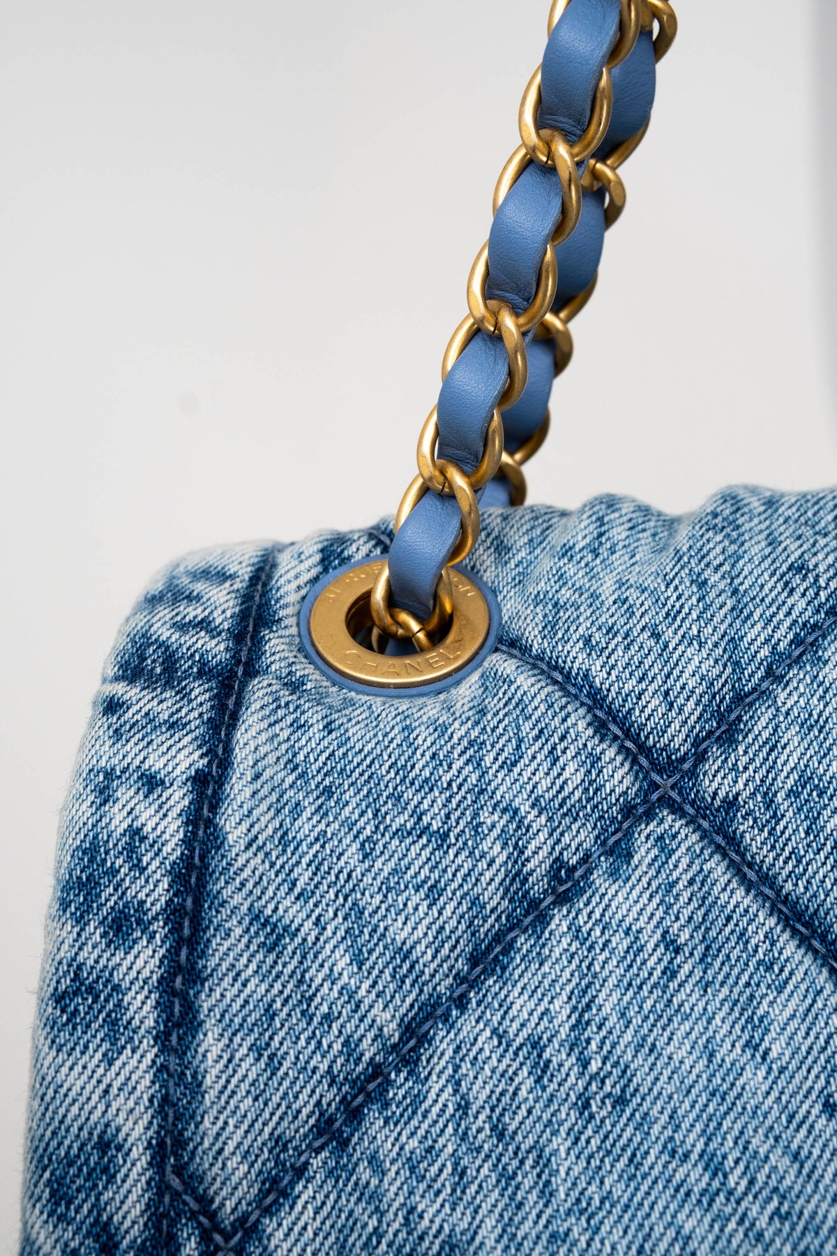 Chanel Light Wash Denim Quilted Flap Jumbo Purse 2025-6