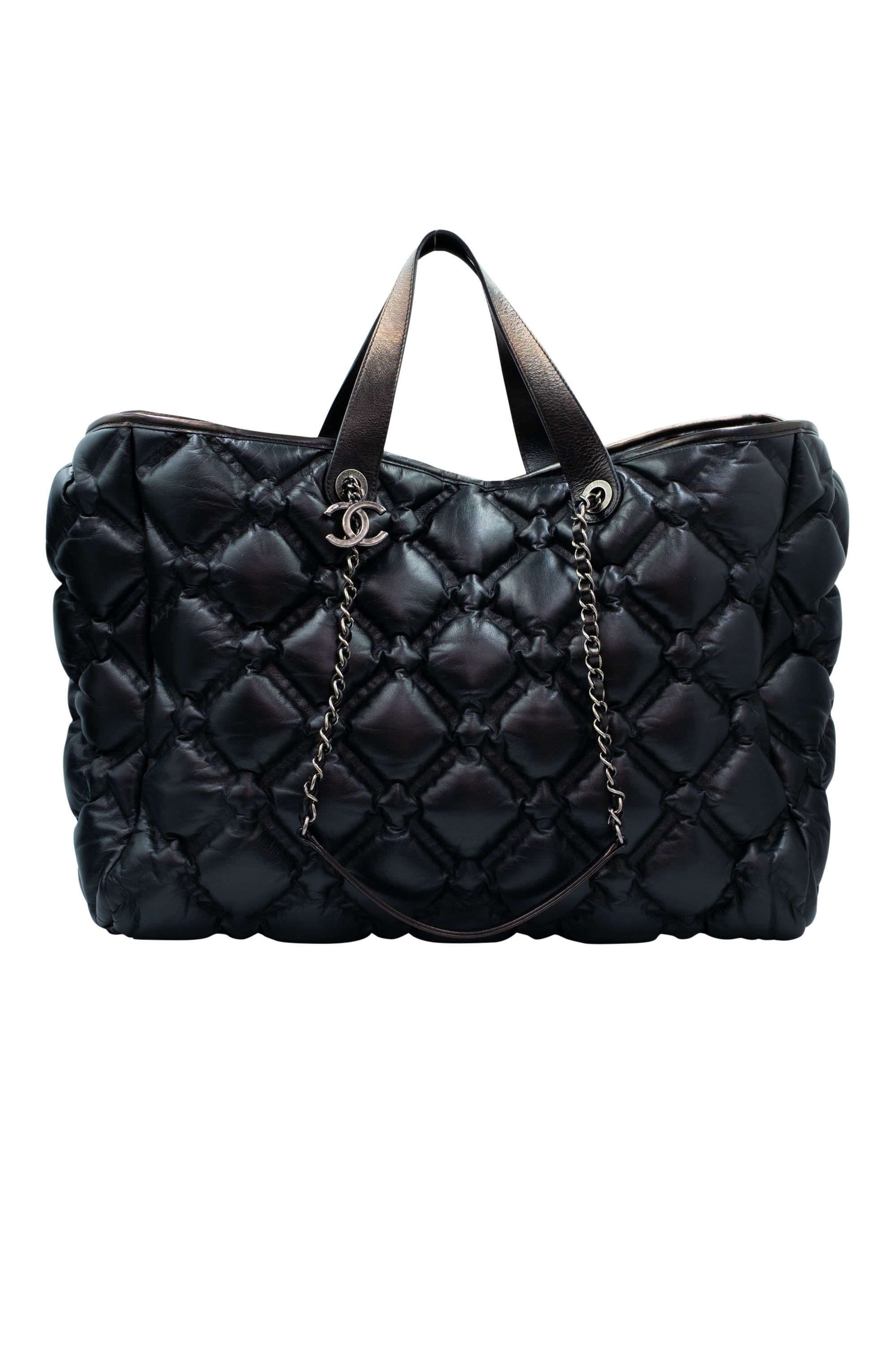 CHANEL キルティング ブラックトートバッグ Chanel Black Puff Quilt Red Lining Tote With Pouch XL - Foxy