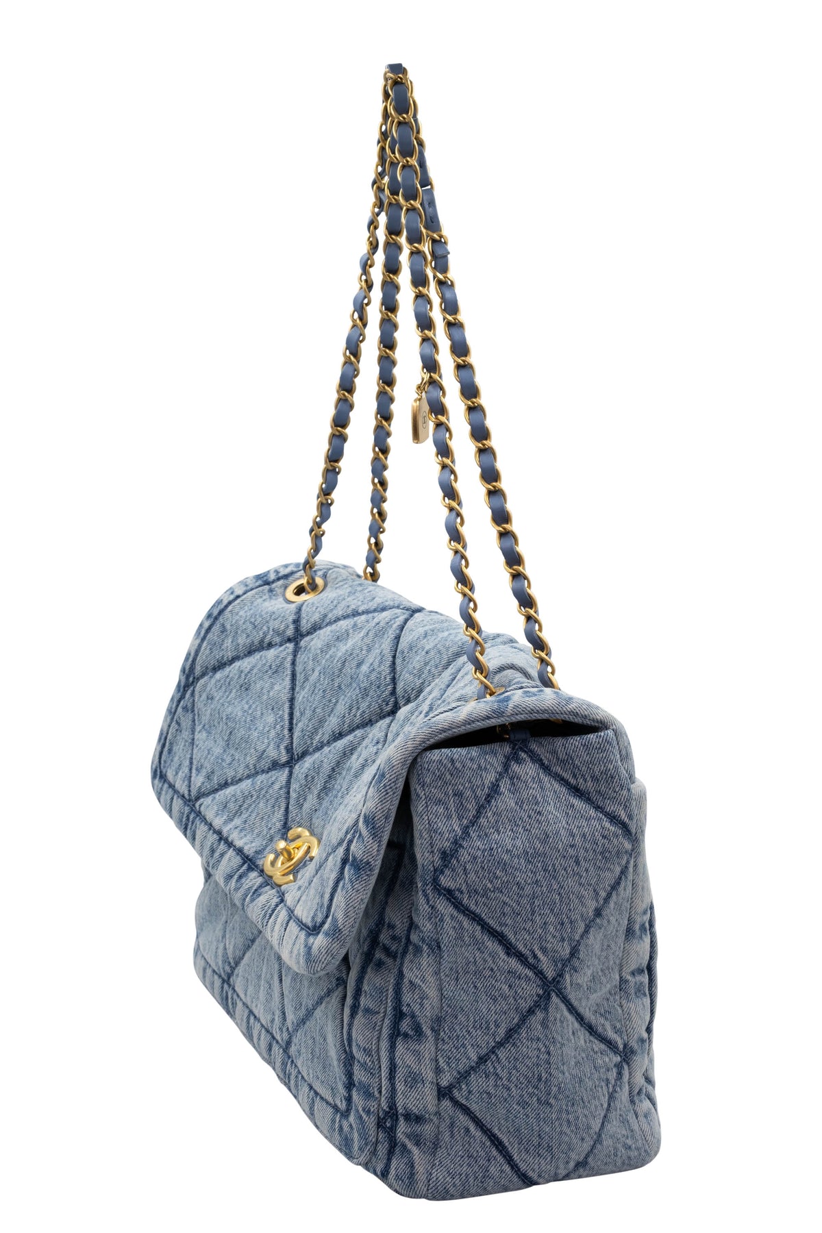 Chanel Light Wash Denim Quilted Flap Jumbo Purse 2025-6
