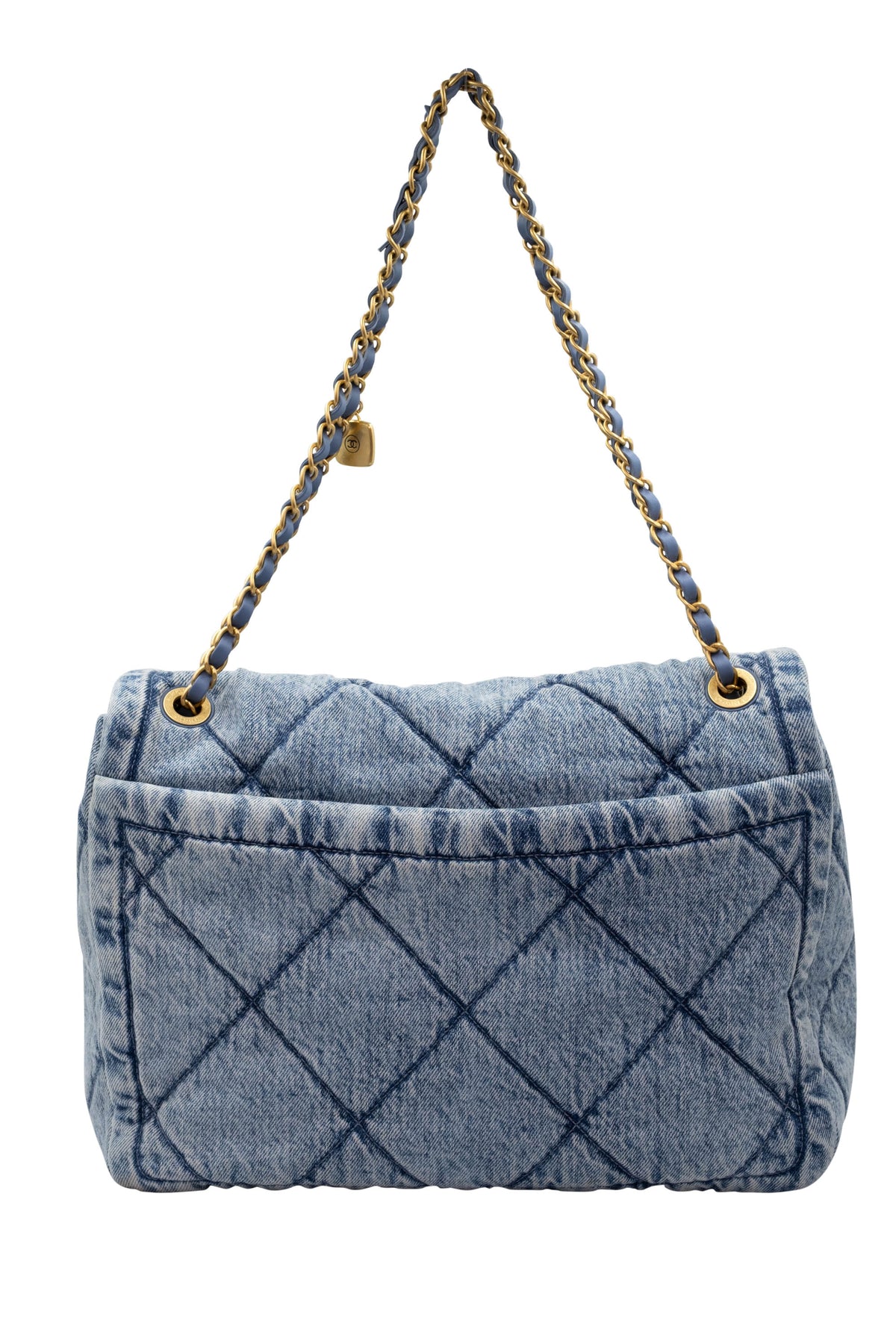 Chanel Light Wash Denim Quilted Flap Jumbo Purse 2025-6