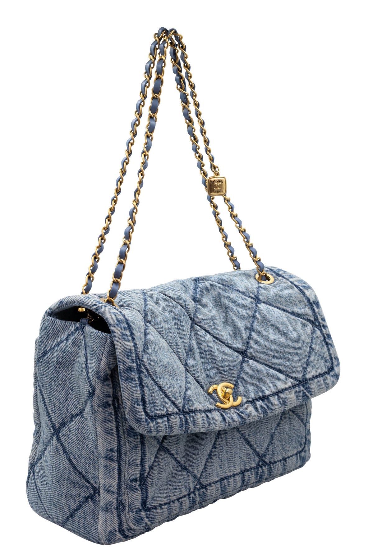 Chanel Light Wash Denim Quilted Flap Jumbo Purse 2025-6