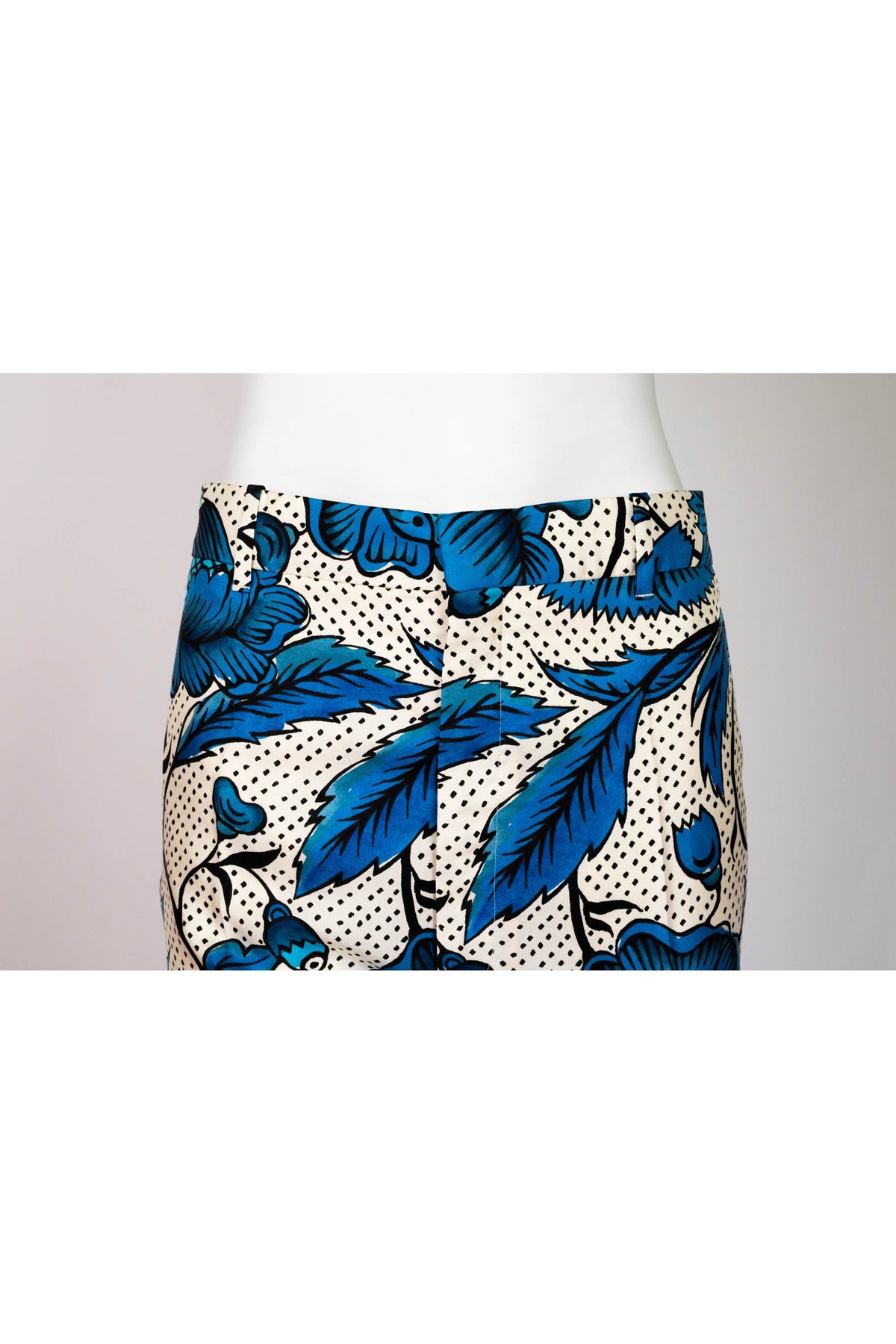 Gucci Blue and White Floral Print Silk Pants Size Small