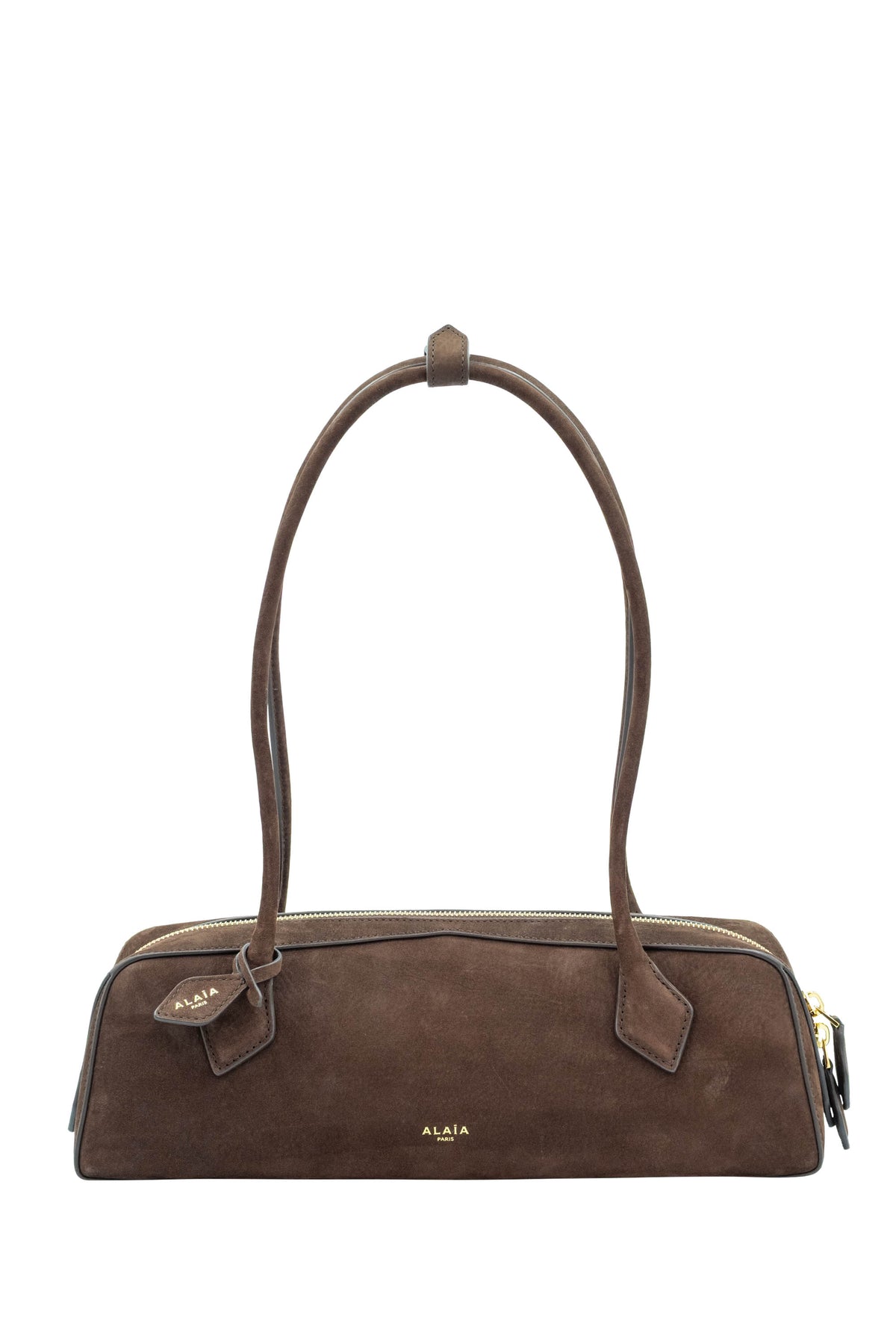 Alaia Brown Nubuck Le Teckel East/West Shoulder Bag