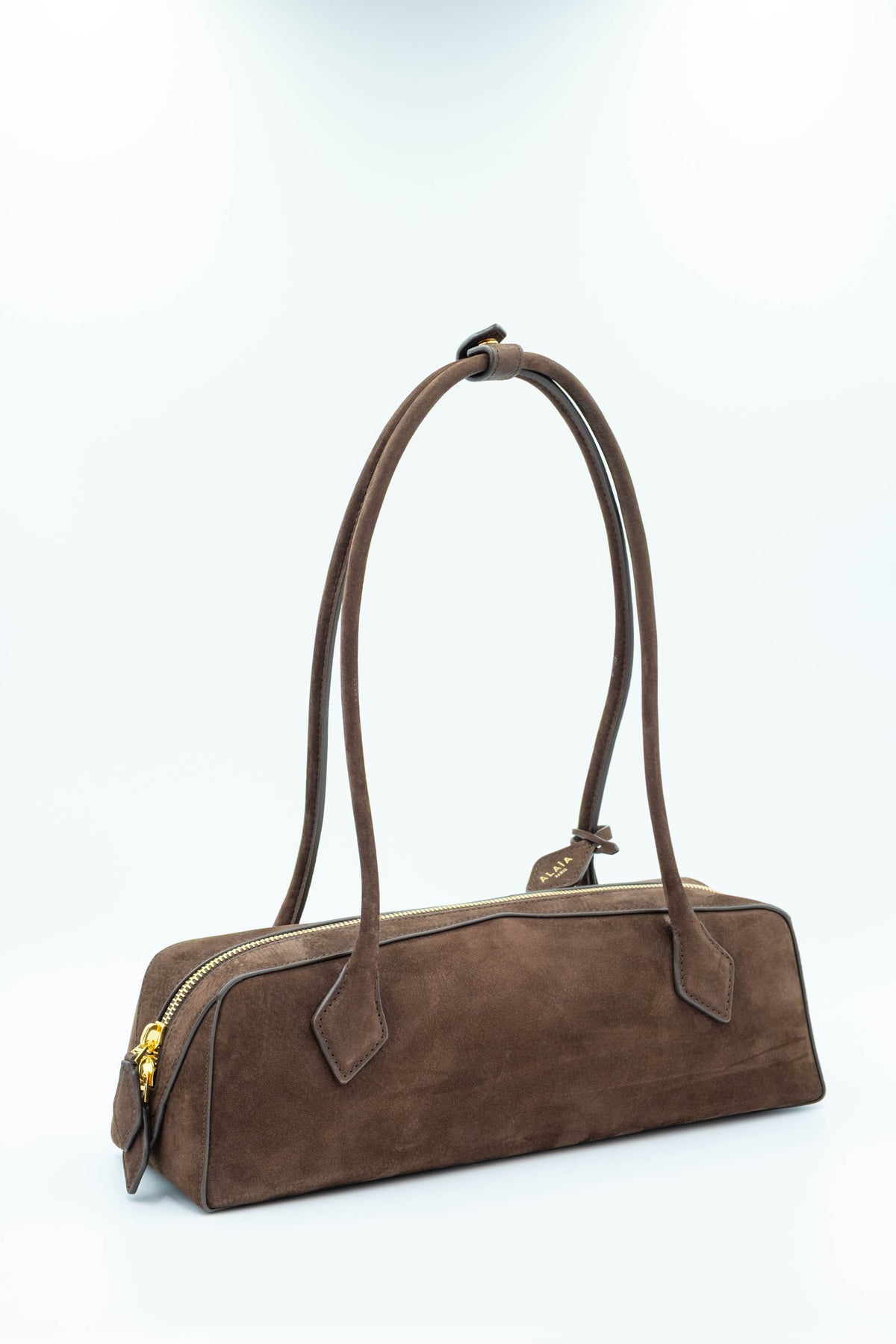 Alaia Brown Nubuck Le Teckel East/West Shoulder Bag