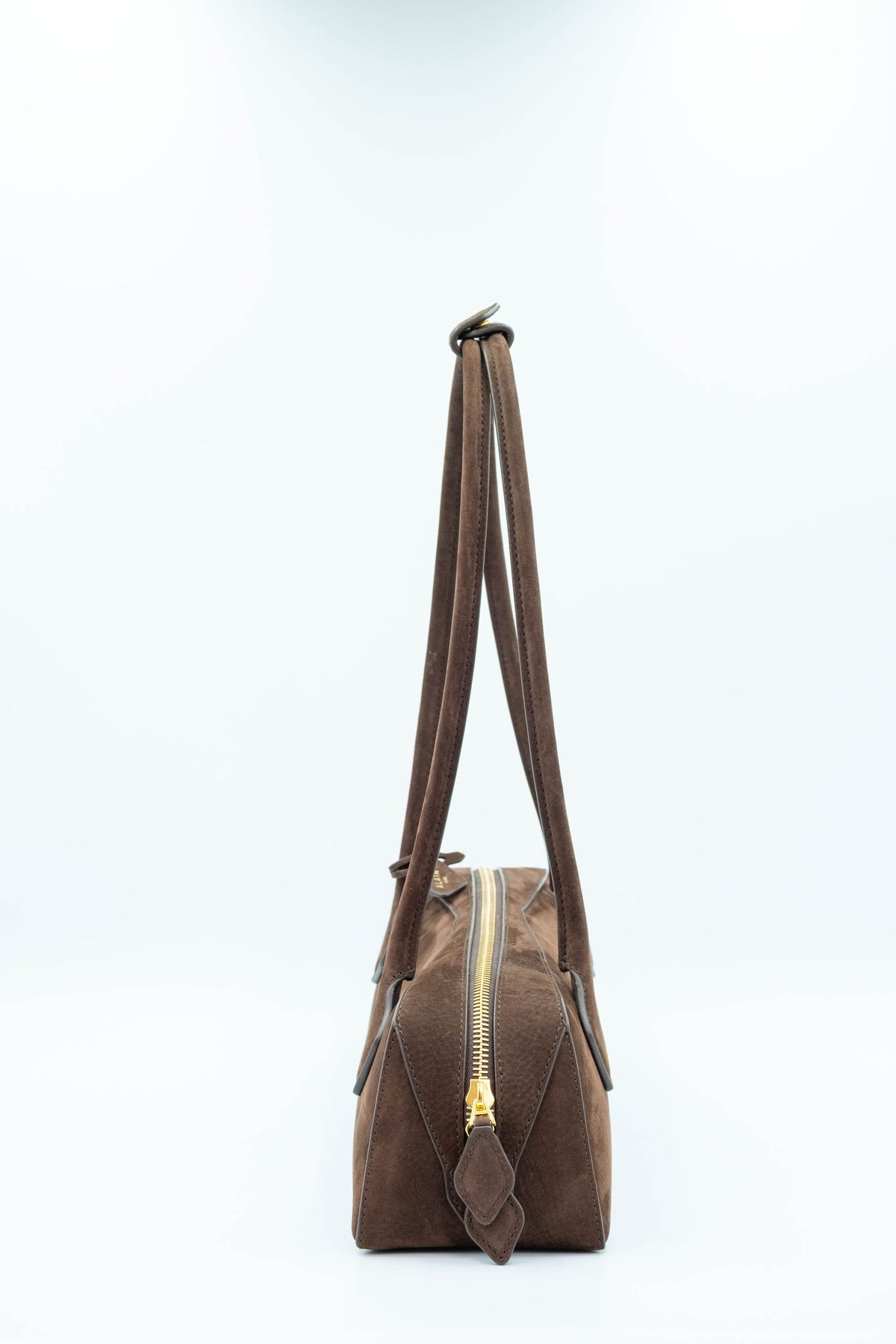 Alaia Brown Nubuck Le Teckel East/West Shoulder Bag