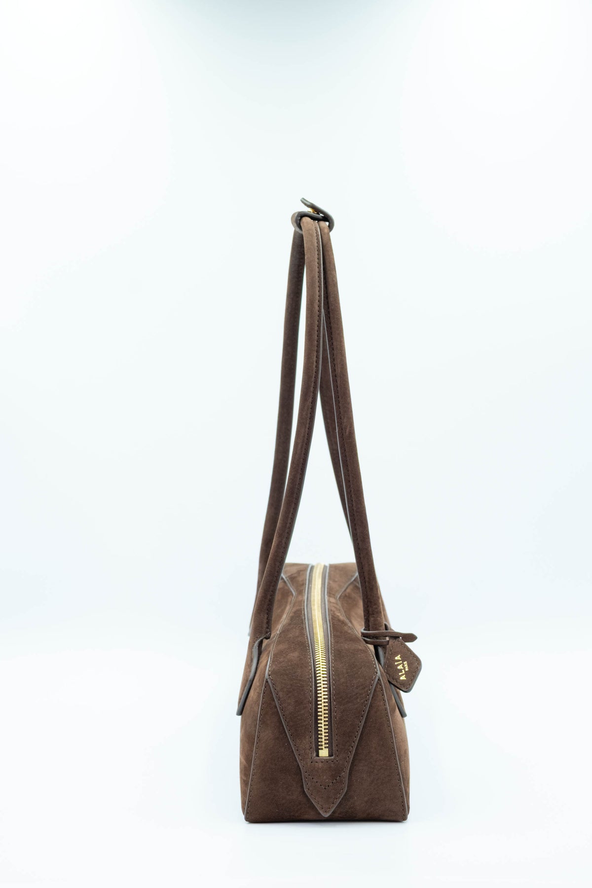 Alaia Brown Nubuck Le Teckel East/West Shoulder Bag