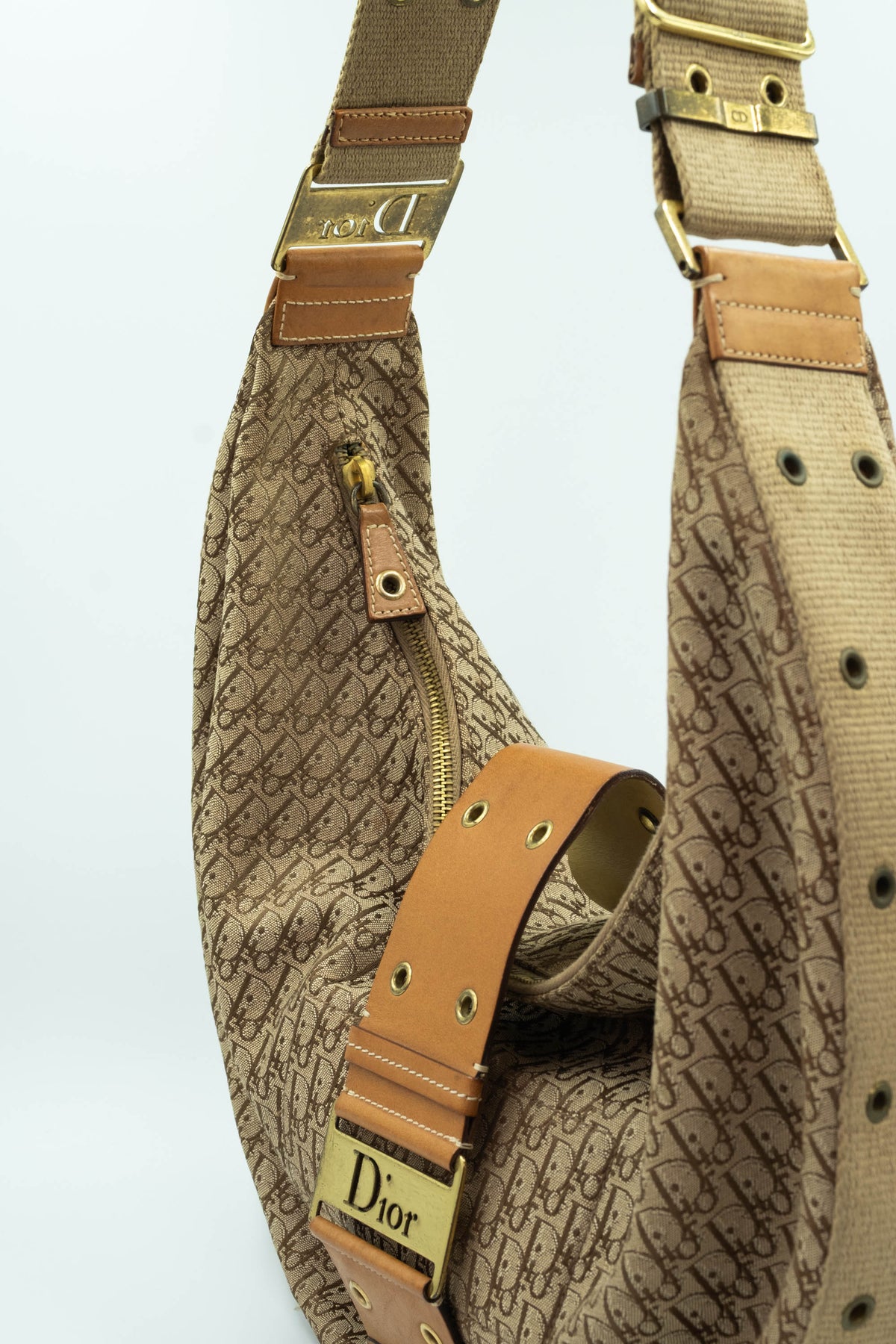 Christian Dior by Galiano Street Chic Oblique Brown Hobo Purse Y2K