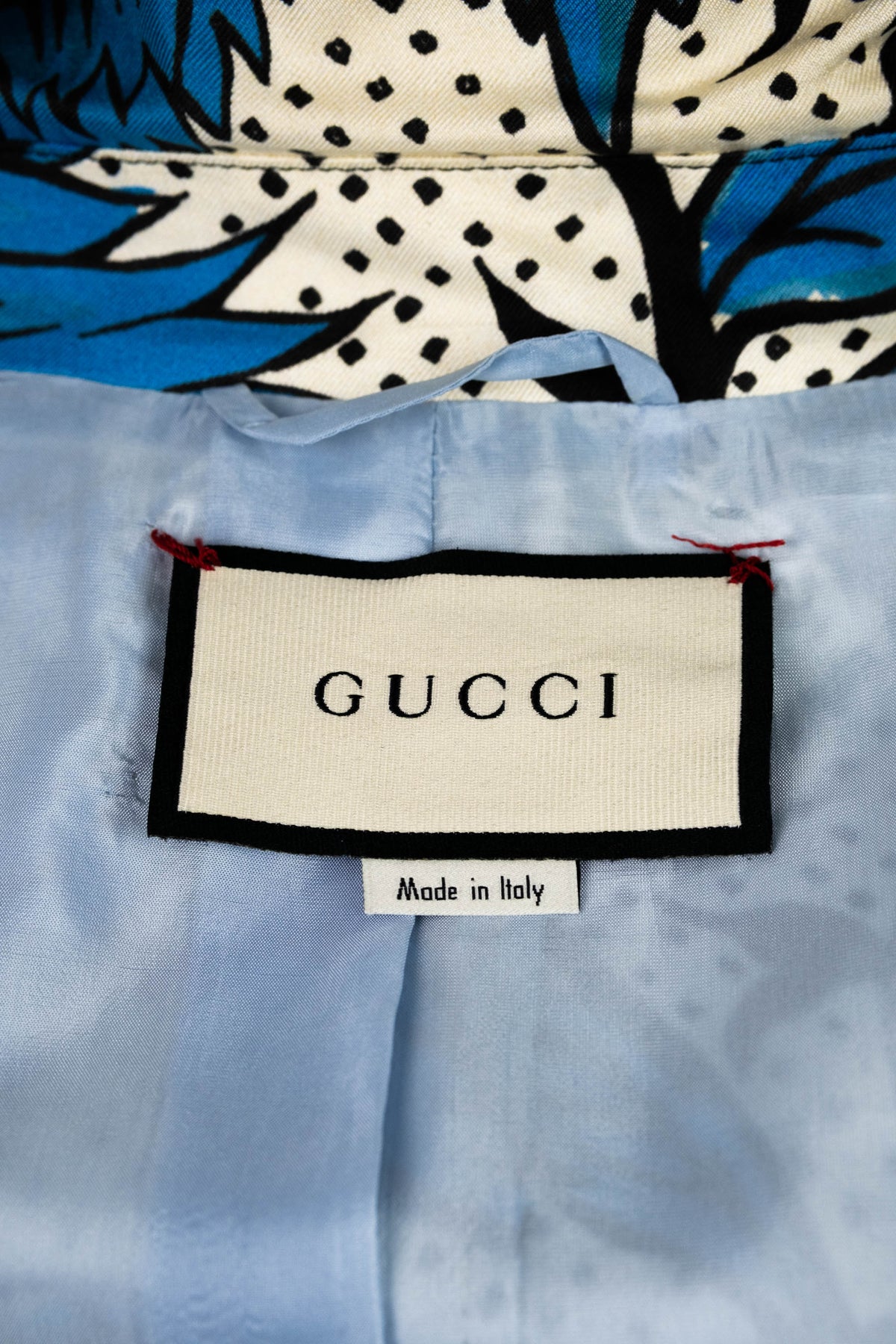 Gucci Blue and Cream Black Silk Arles Chez Print Jacket 42