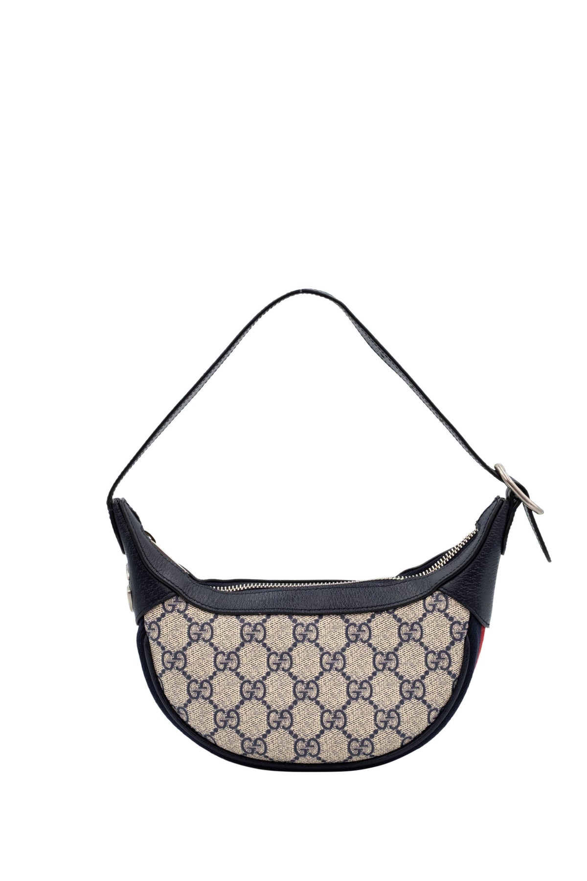 Gucci Half Moon Ophida Purse Supreme Pattern Navy and Red