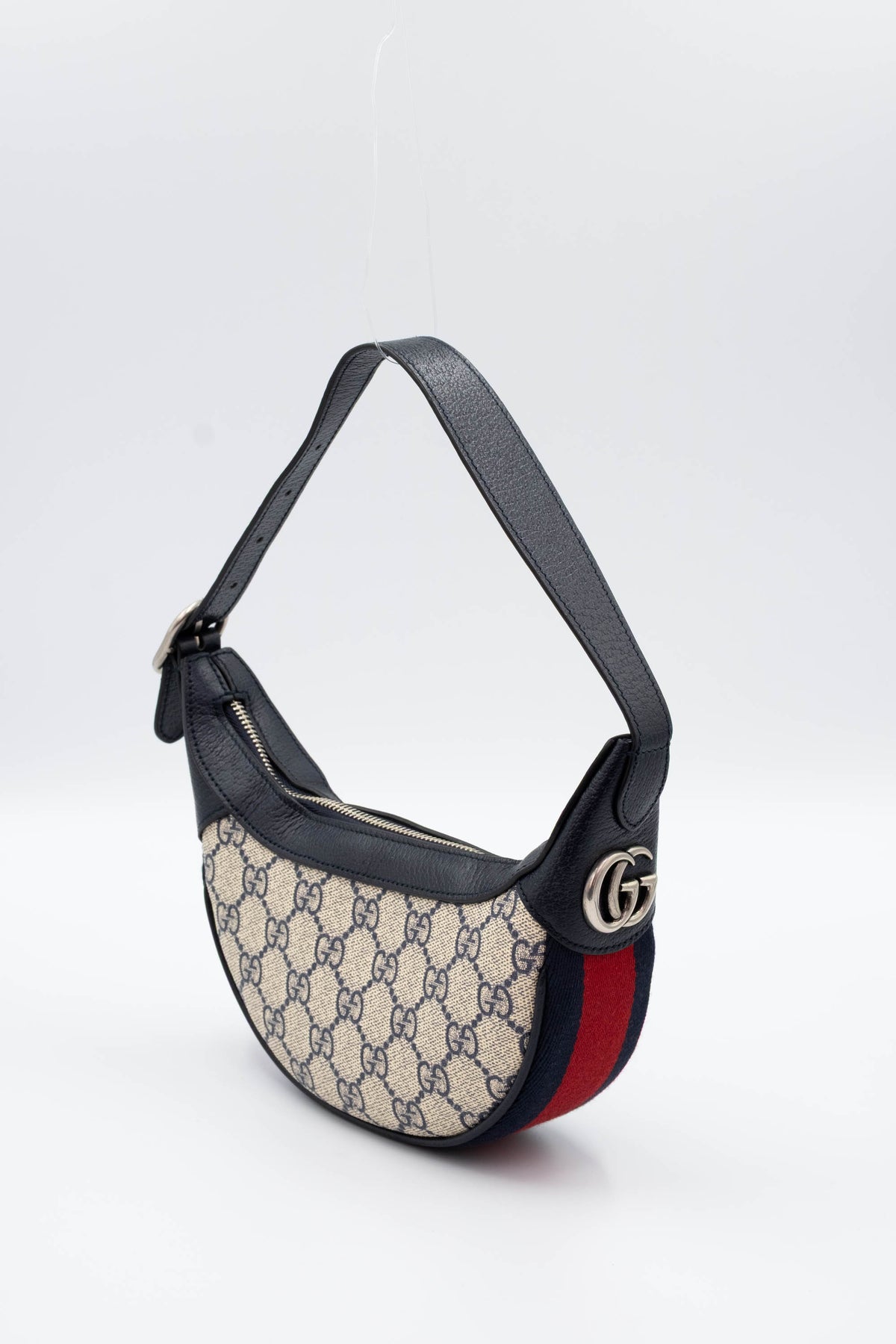 Gucci Half Moon Ophida Purse Supreme Pattern Navy and Red