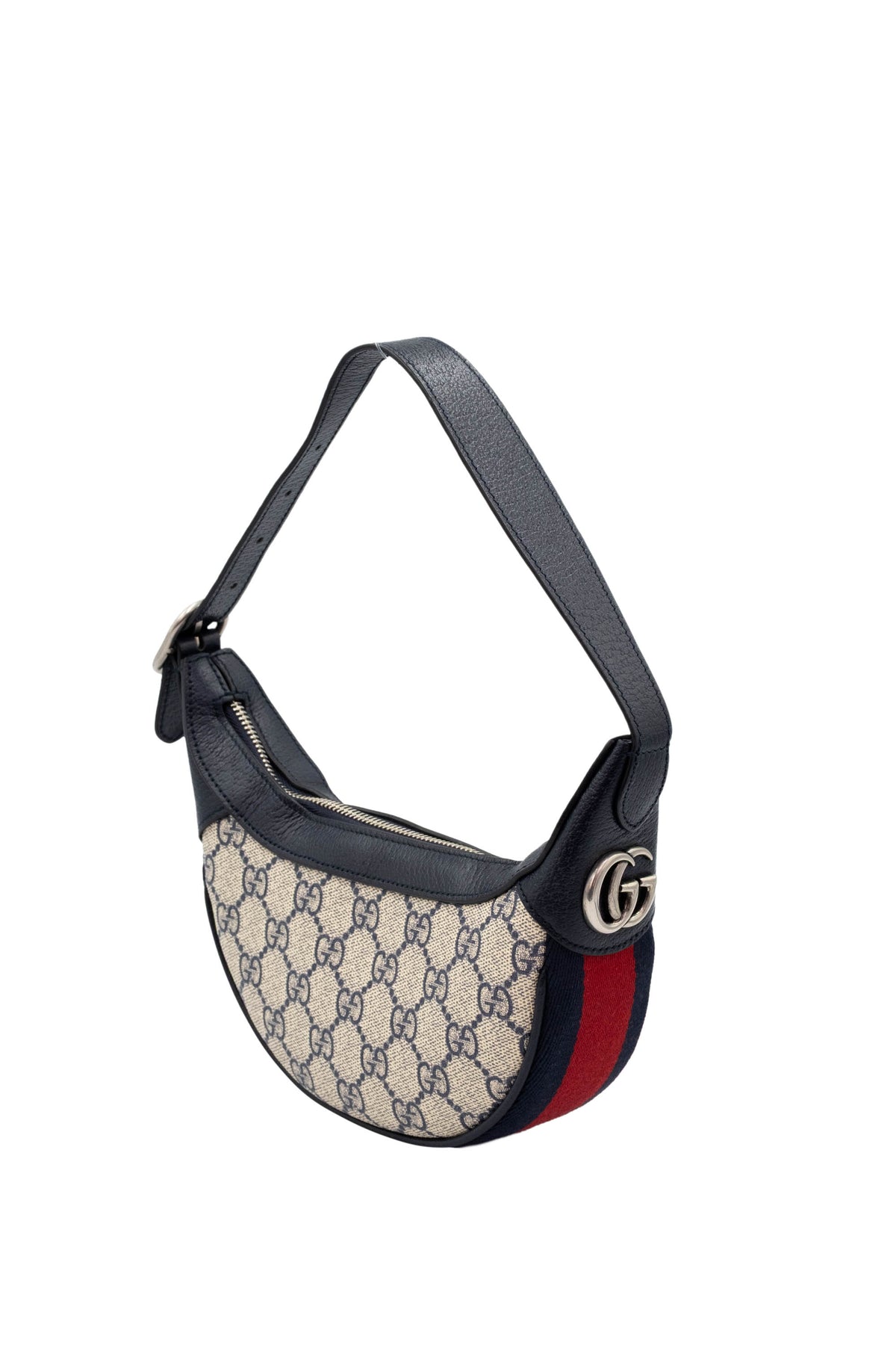 Gucci Half Moon Ophida Purse Supreme Pattern Navy and Red