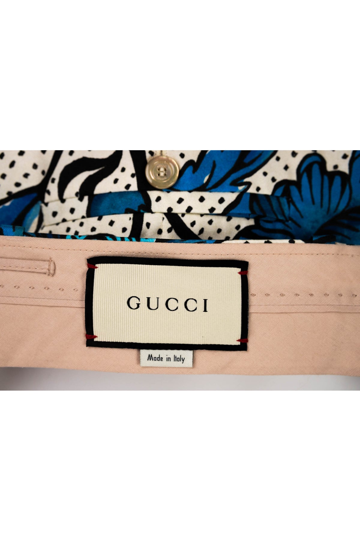 Gucci Blue and White Floral Print Silk Pants Size Small