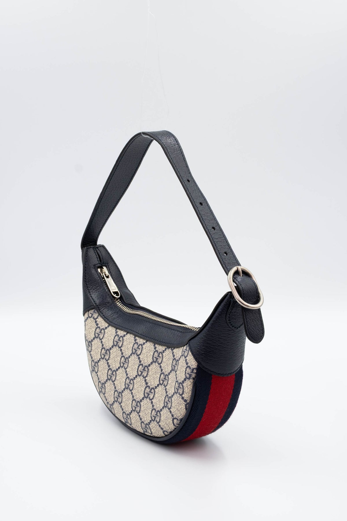 Gucci Half Moon Ophida Purse Supreme Pattern Navy and Red