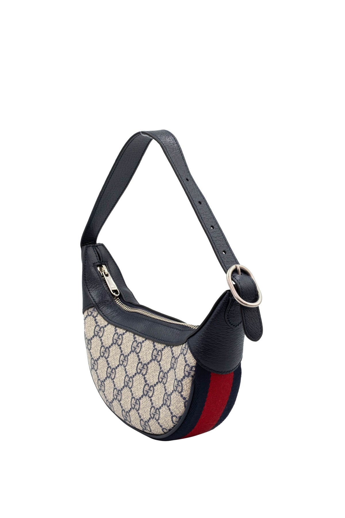 Gucci Half Moon Ophida Purse Supreme Pattern Navy and Red