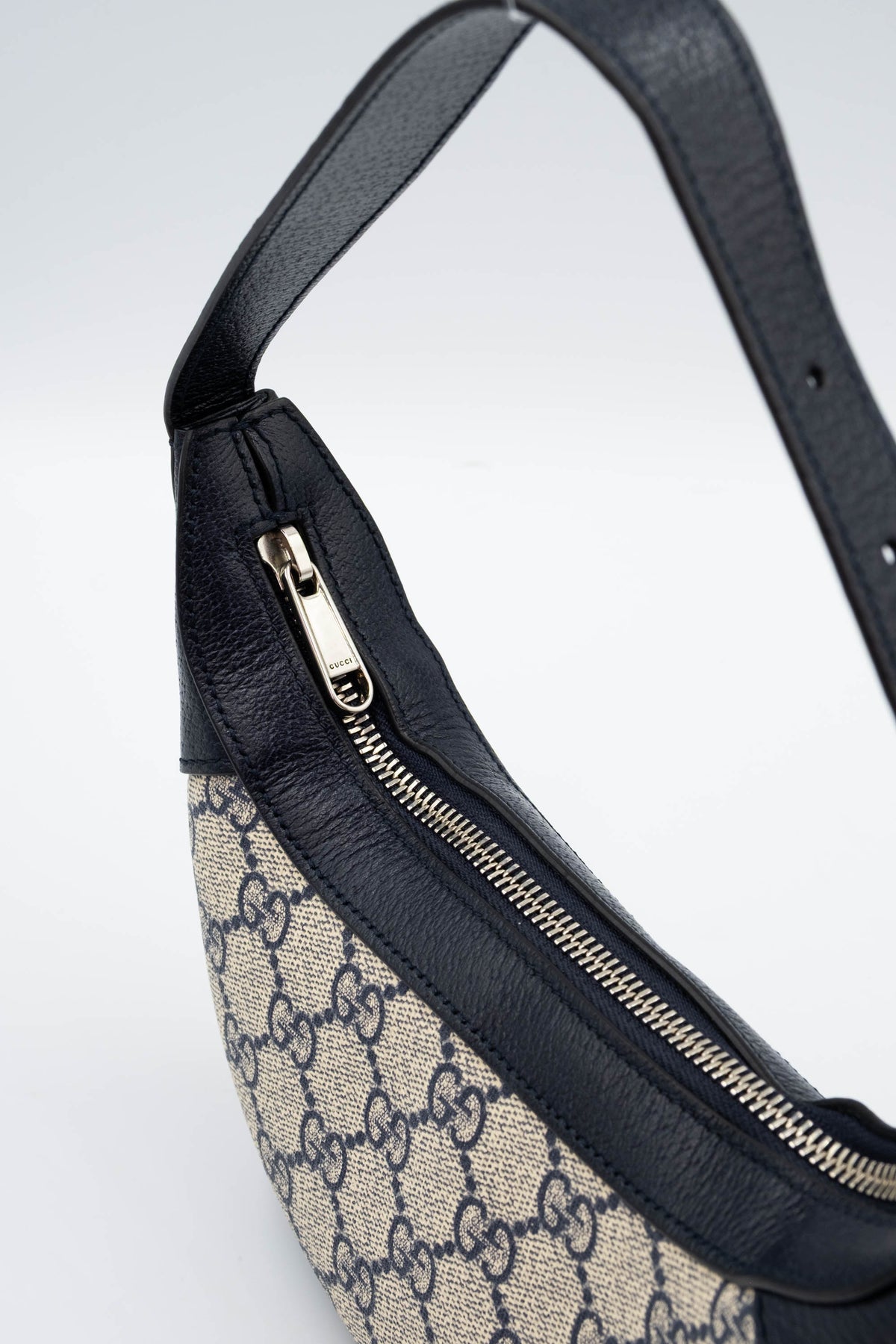 Gucci Half Moon Ophida Purse Supreme Pattern Navy and Red