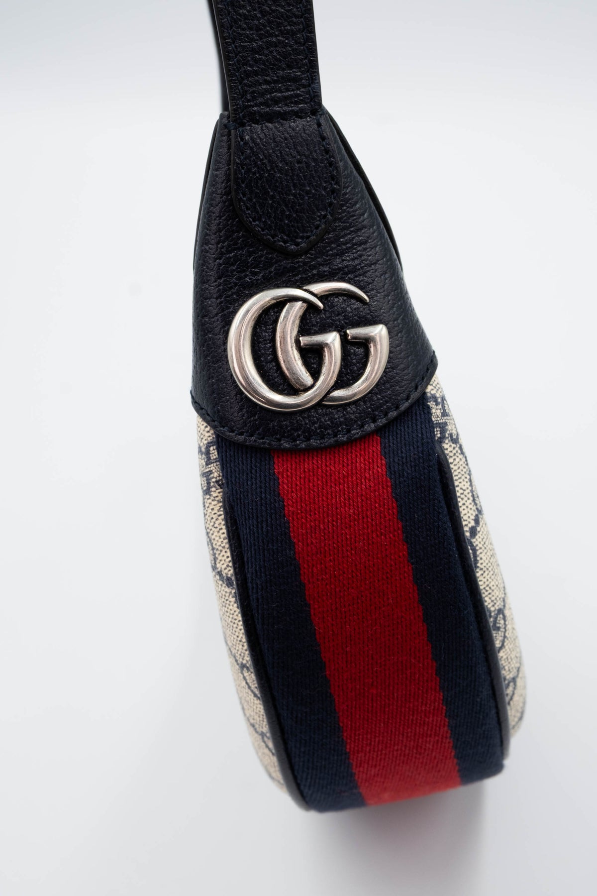 Gucci Half Moon Ophida Purse Supreme Pattern Navy and Red