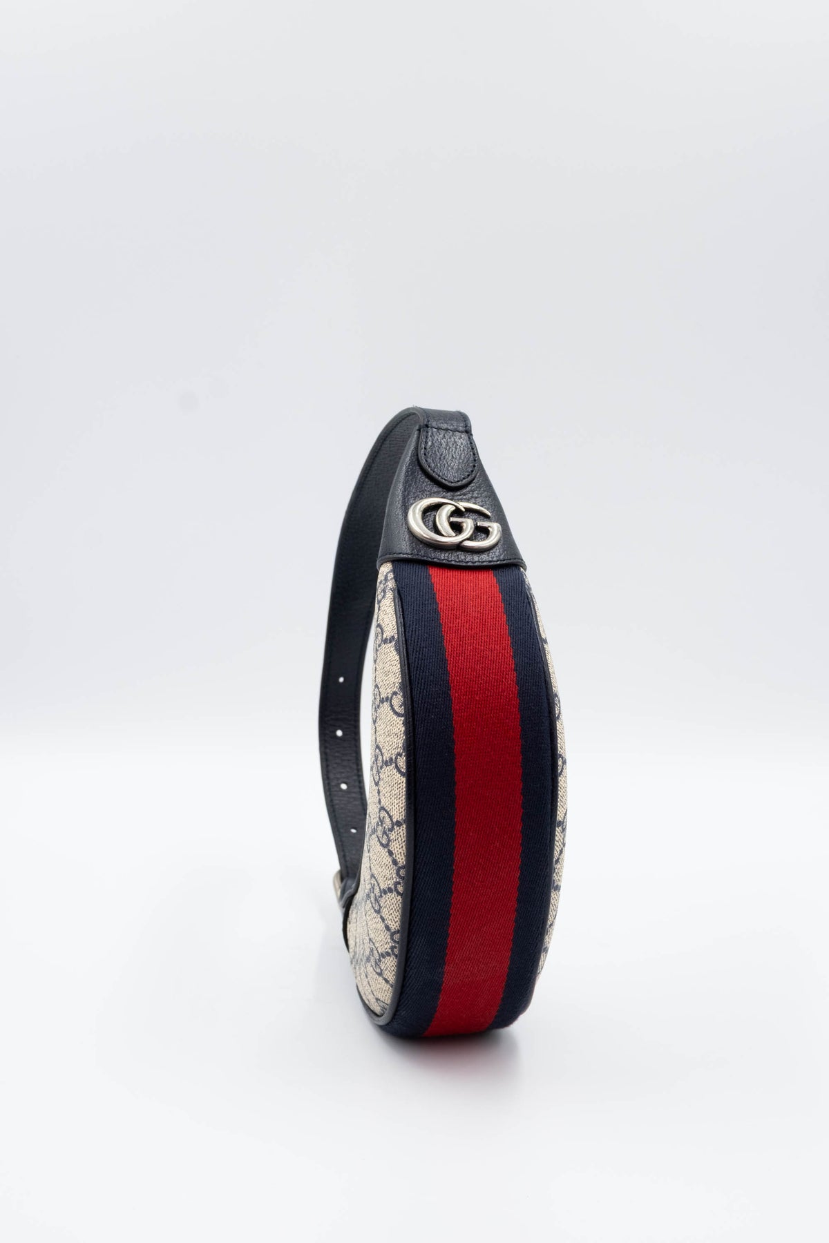 Gucci Half Moon Ophida Purse Supreme Pattern Navy and Red