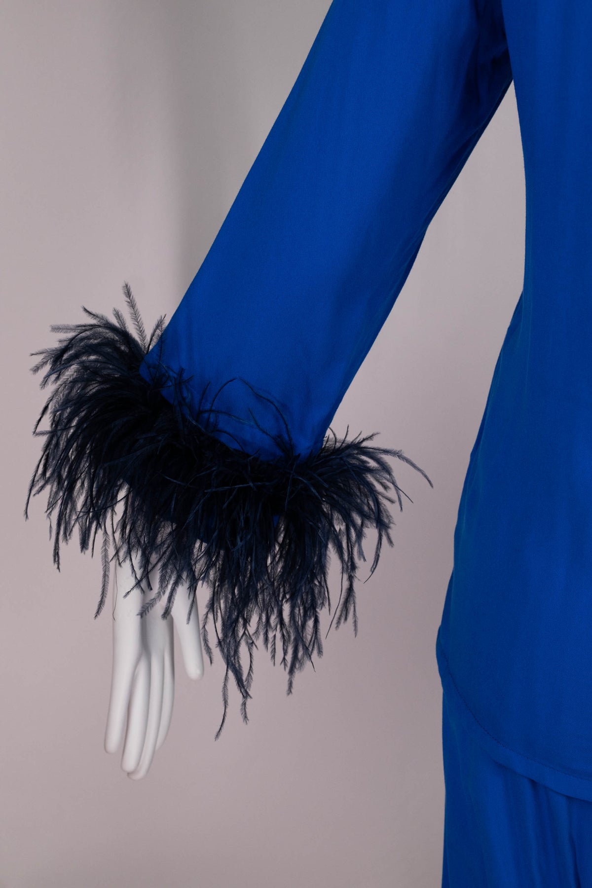 Sleeper Cobalt Blue Feather Trim PJ Set Size M