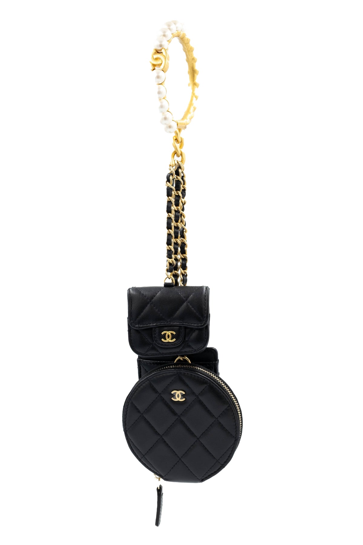 Chanel Black Pearl Crown Trio Charm Bag