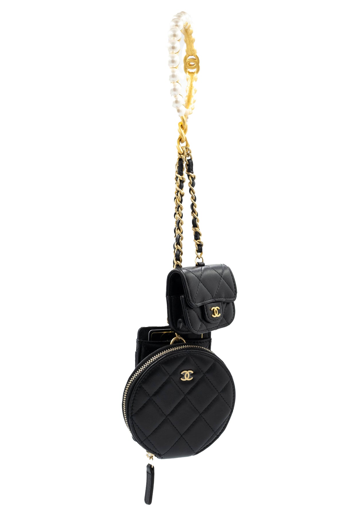 Chanel Black Pearl Crown Trio Charm Bag