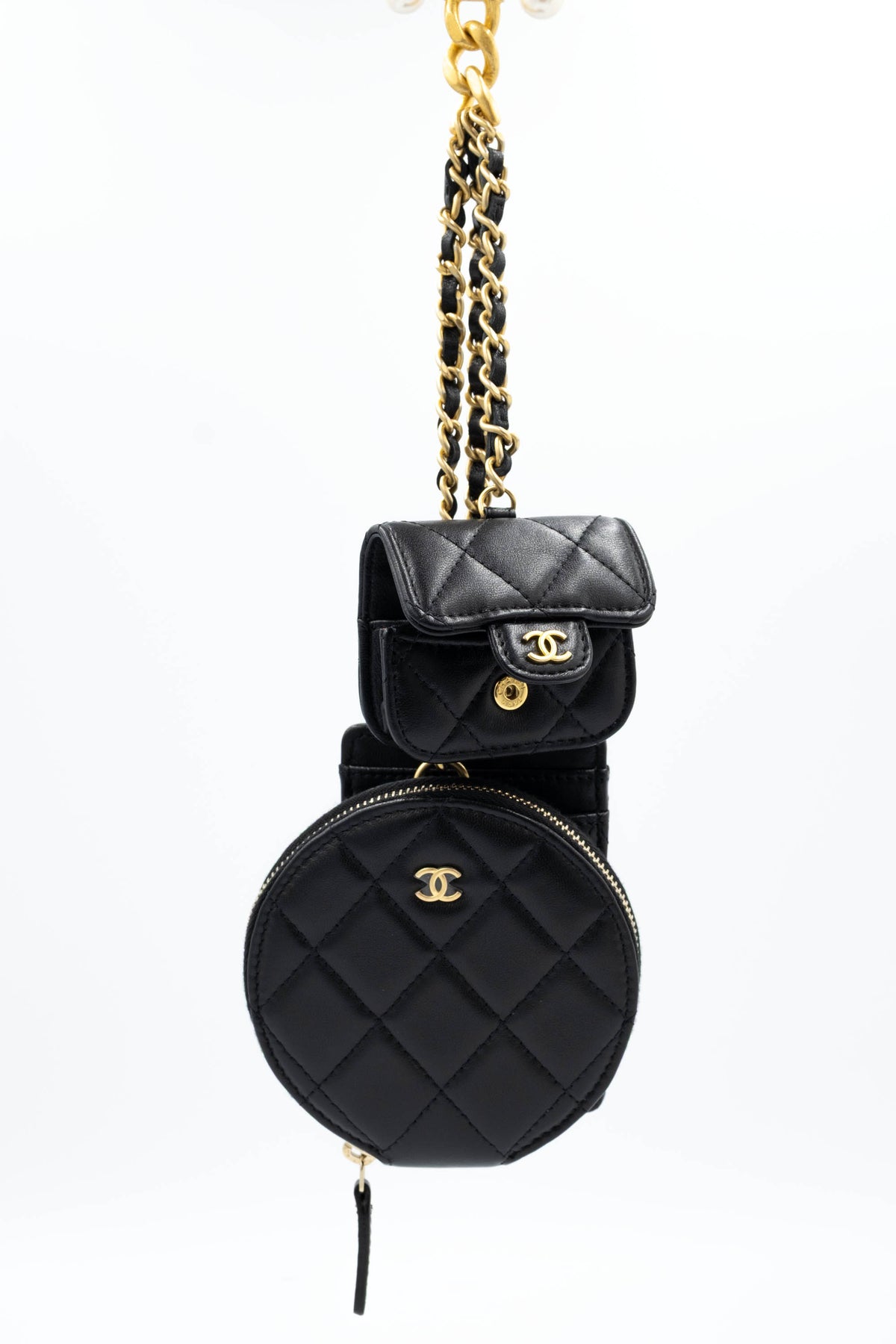 Chanel Black Pearl Crown Trio Charm Bag
