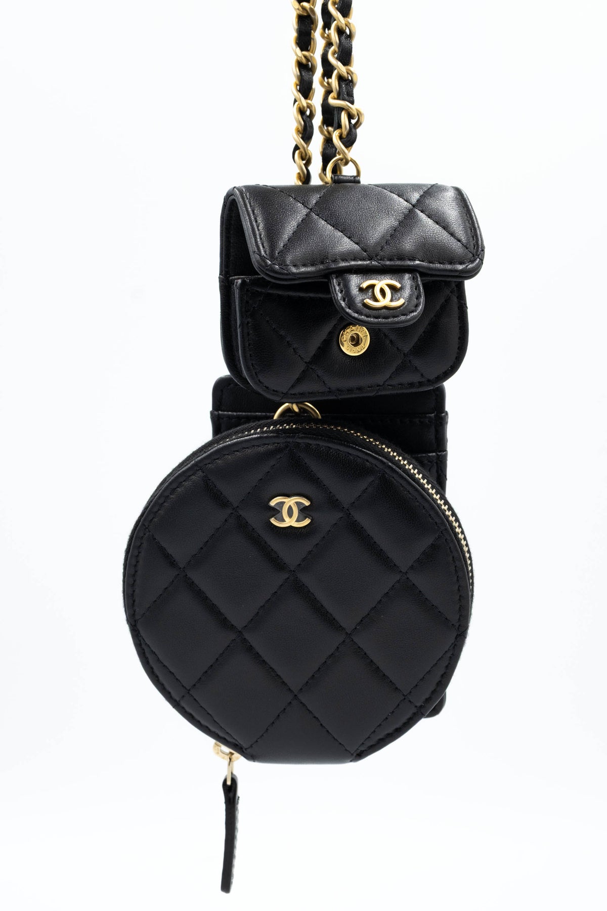 Chanel Black Pearl Crown Trio Charm Bag