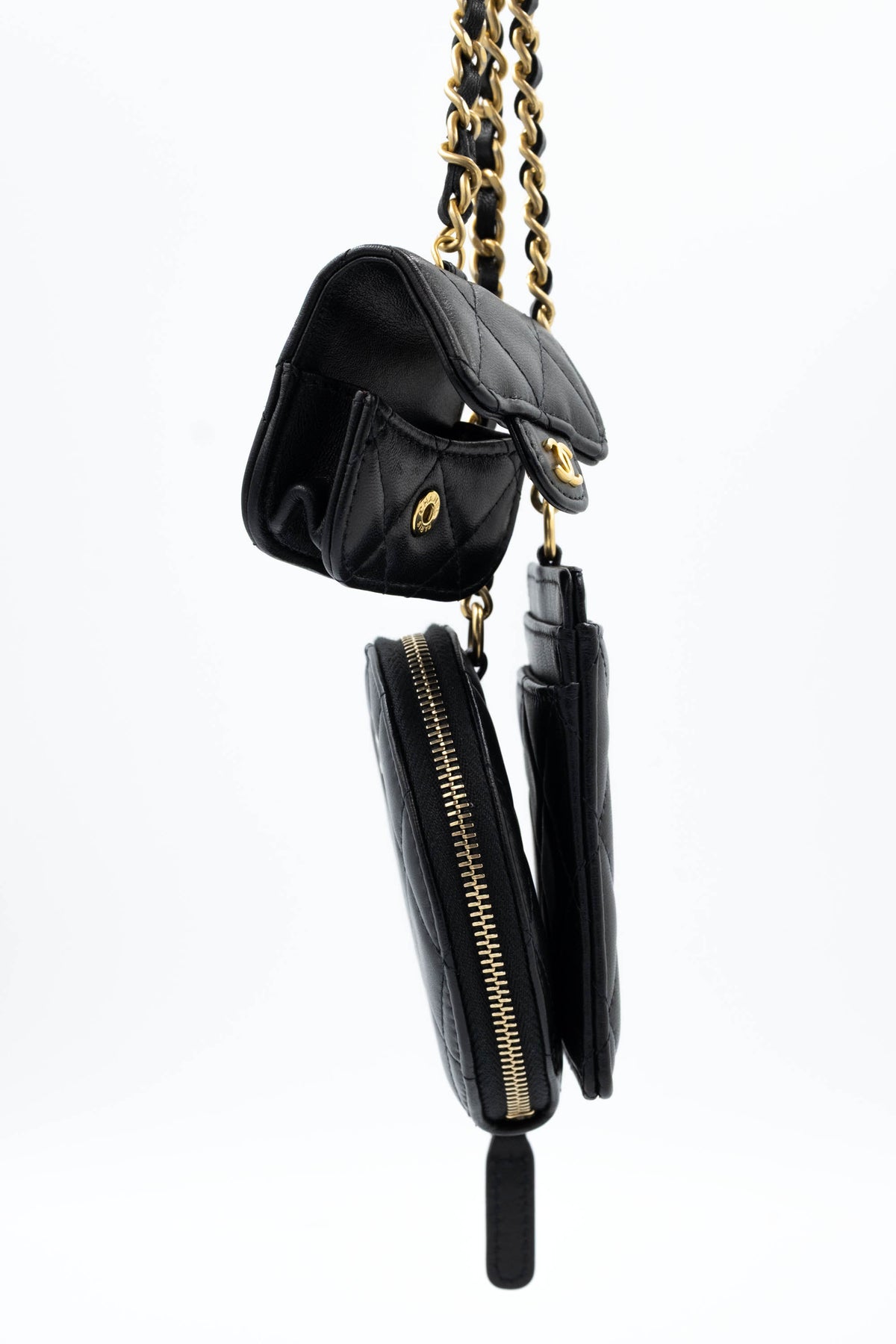 Chanel Black Pearl Crown Trio Charm Bag