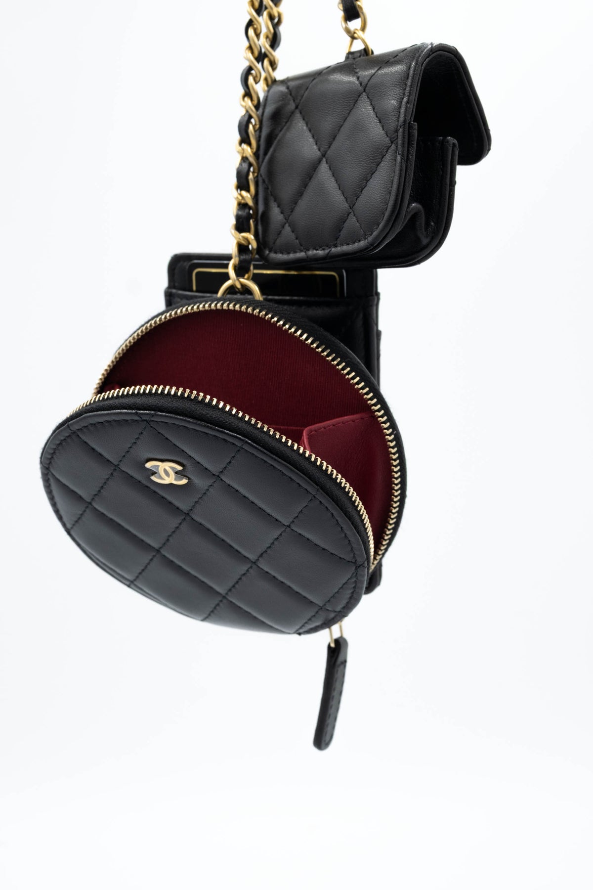 Chanel Black Pearl Crown Trio Charm Bag