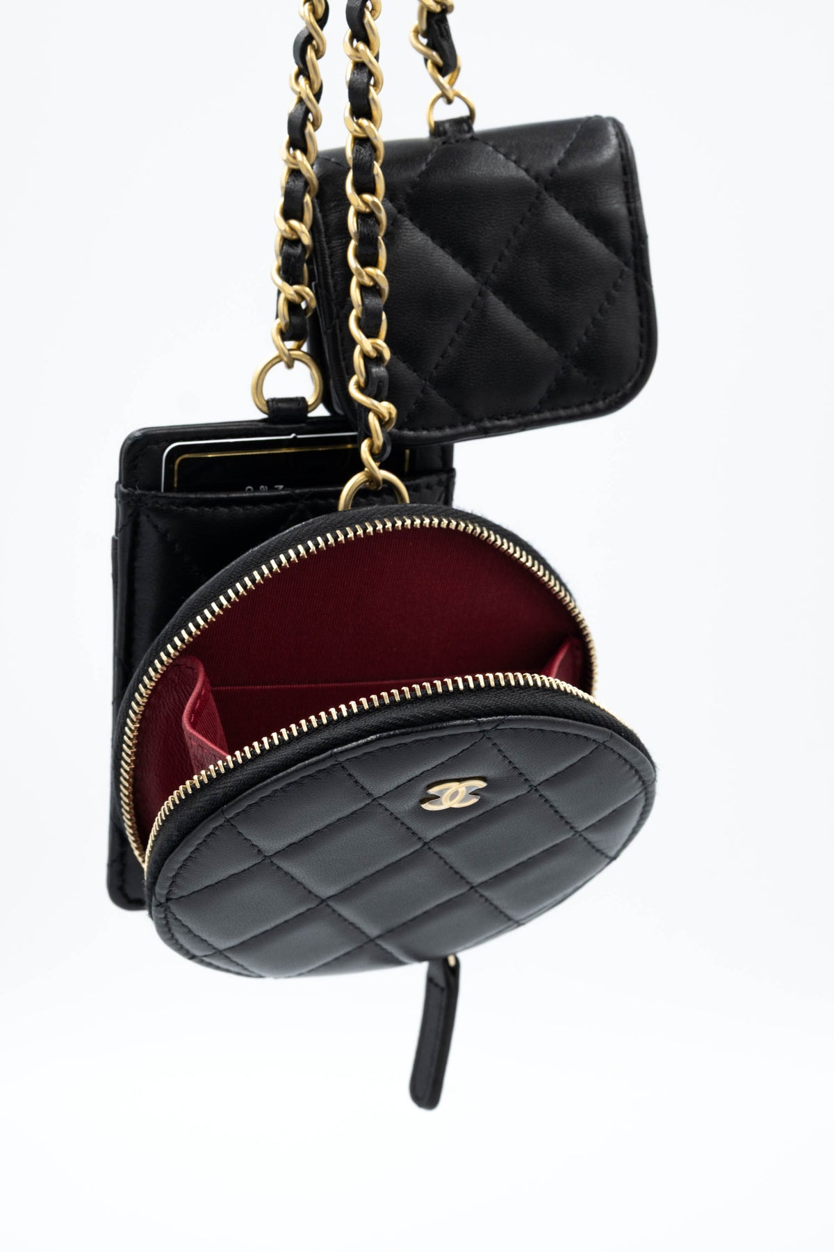 Chanel Black Pearl Crown Trio Charm Bag