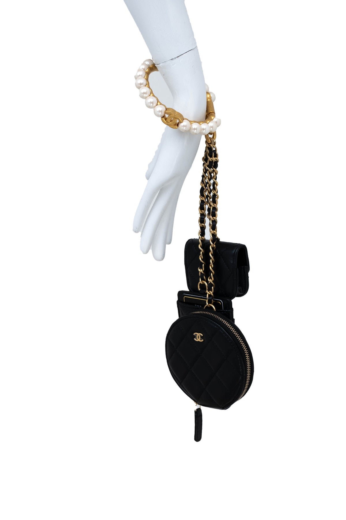Chanel Black Pearl Crown Trio Charm Bag