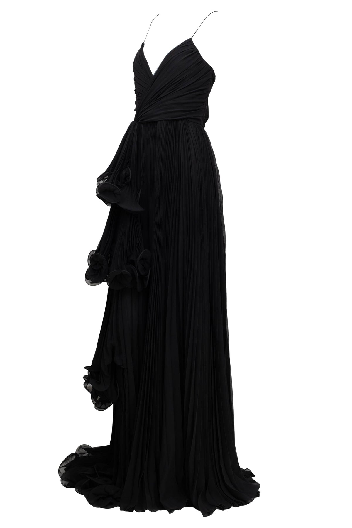 Gucci Black Runway Chiffon Pleated Gown Size 40 2020