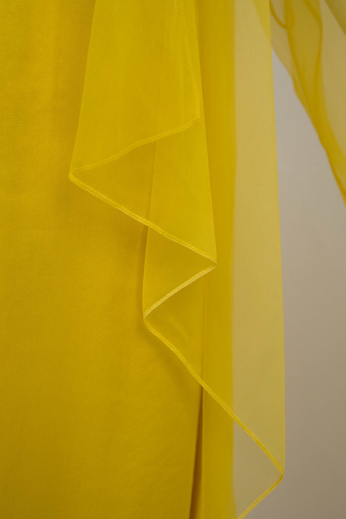 Gucci Yellow Jeweled Collar Silk Chiffon Layered Gown