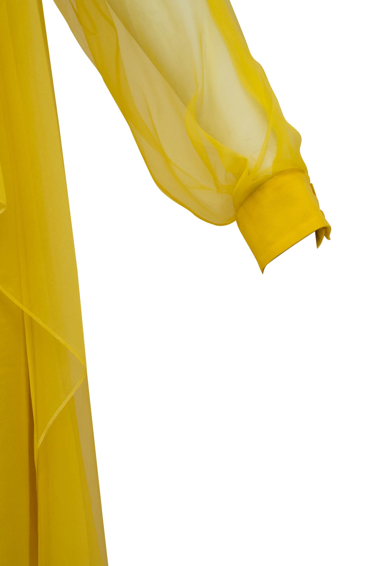 Gucci Yellow Jeweled Collar Silk Chiffon Layered Gown