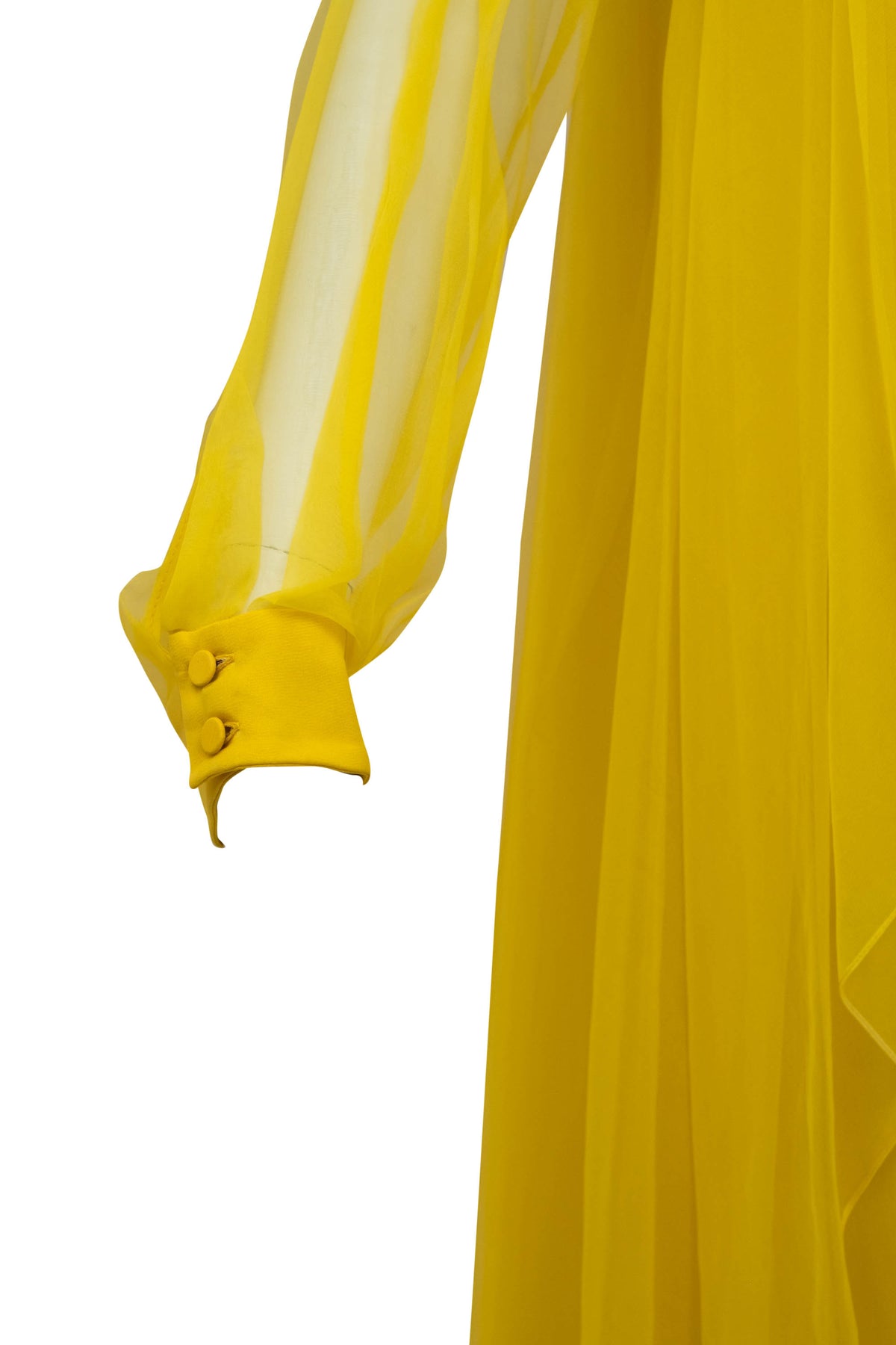 Gucci Yellow Jeweled Collar Silk Chiffon Layered Gown