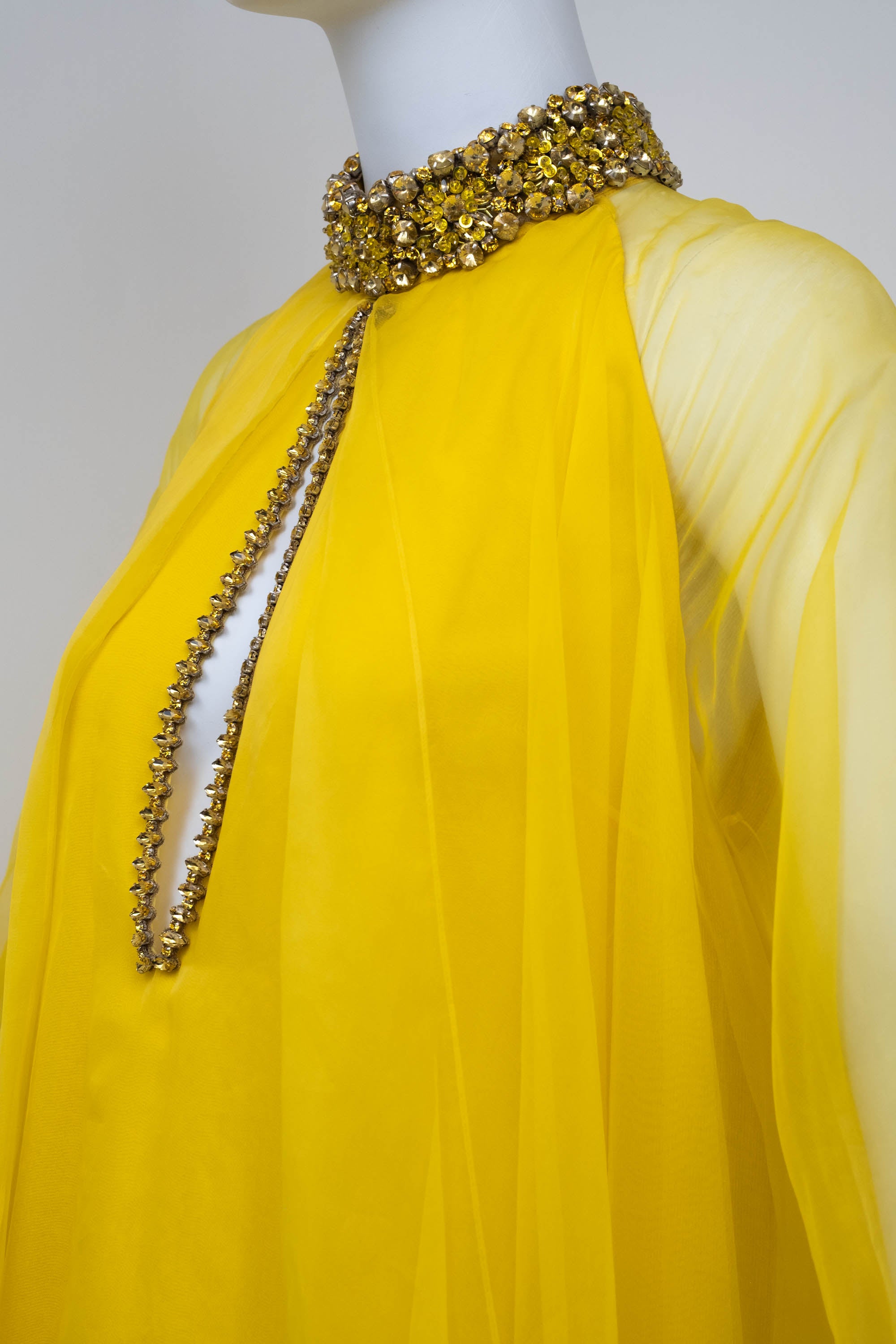 Gucci Jeweled Collar Silk Chiffon Layered Gown - Foxy Couture Carmel Gucci Jeweled Collar Silk Chiffon Layered Gown - Foxy Couture Carmel