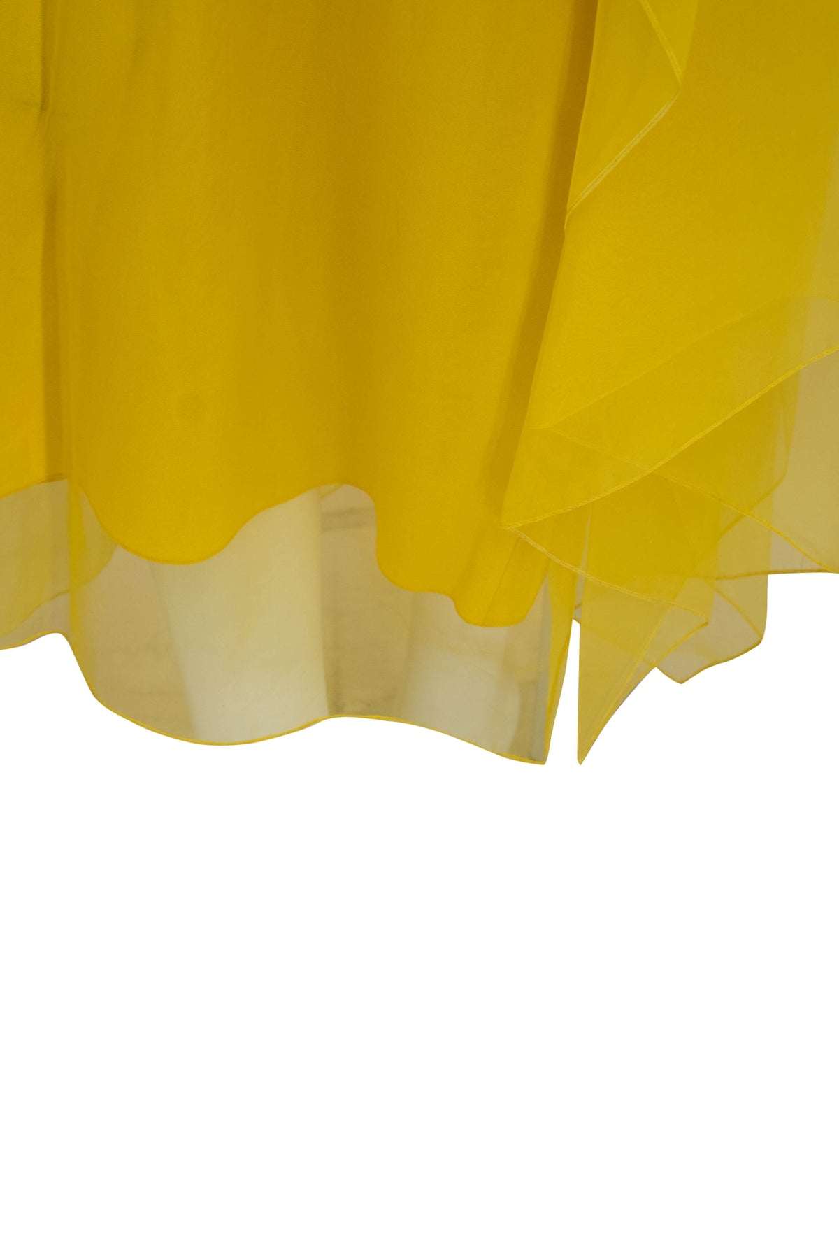 Gucci Yellow Jeweled Collar Silk Chiffon Layered Gown
