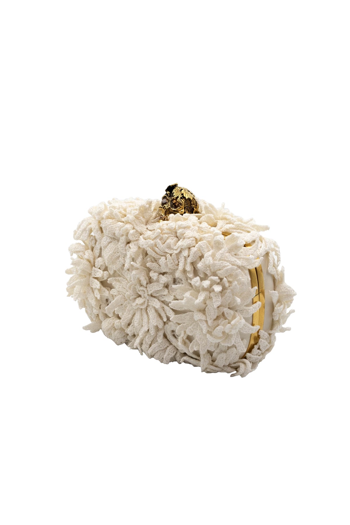 Alexander McQueen Glory Gold Skull Flower Applique Minaudiere Size Small 2010s