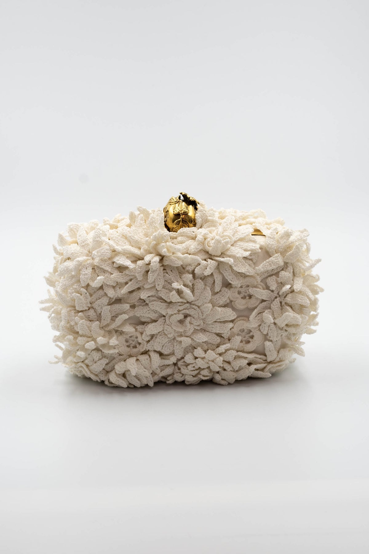 Alexander McQueen Glory Gold Skull Flower Applique Minaudiere Size Small 2010s