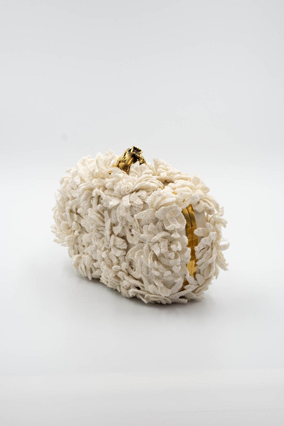 Alexander McQueen Glory Gold Skull Flower Applique Minaudiere Size Small 2010s