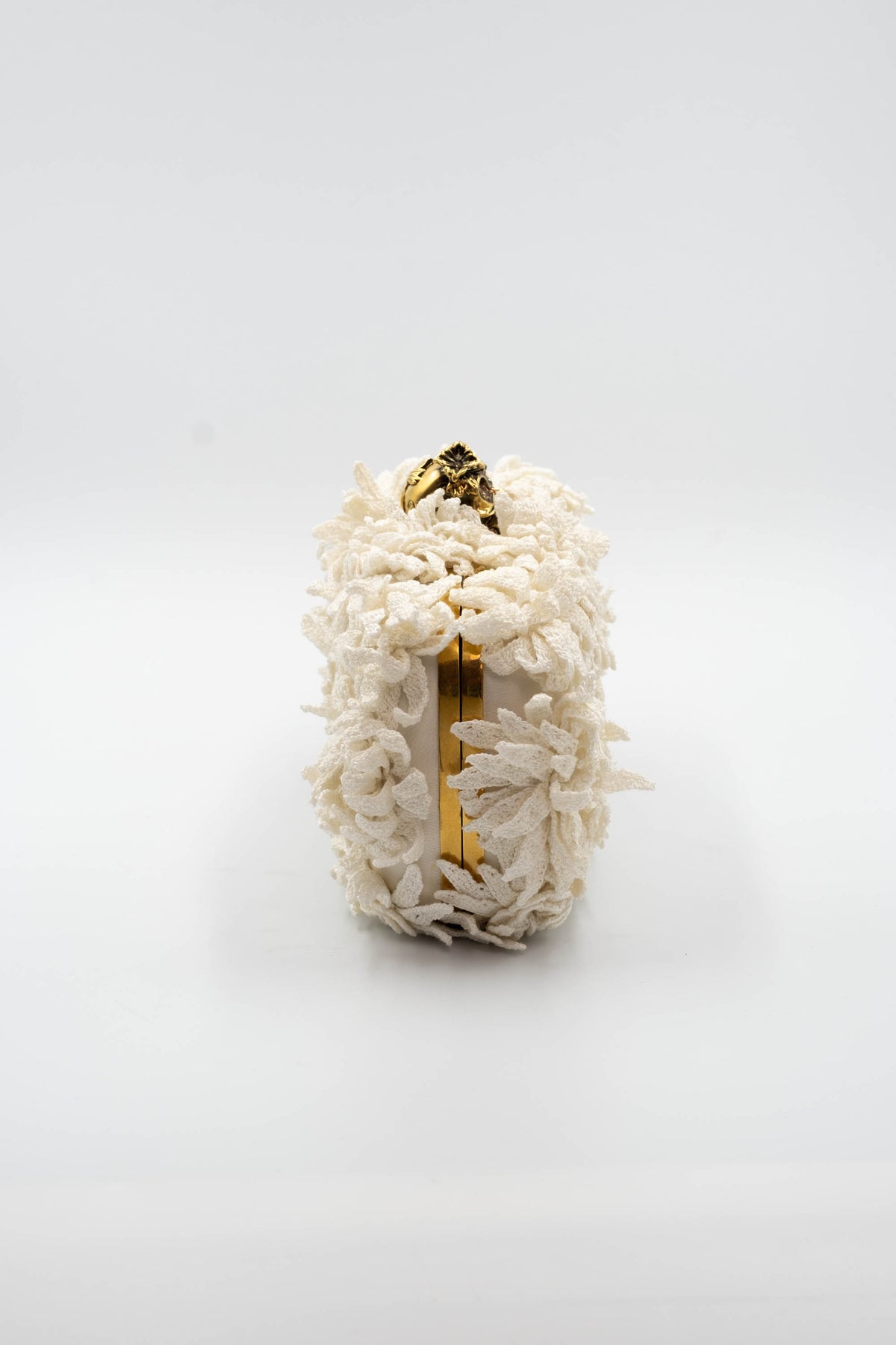 Alexander McQueen Glory Gold Skull Flower Applique Minaudiere Size Small 2010s