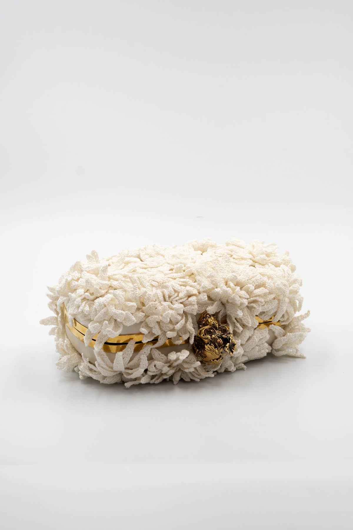Alexander McQueen Glory Gold Skull Flower Applique Minaudiere Size Small 2010s