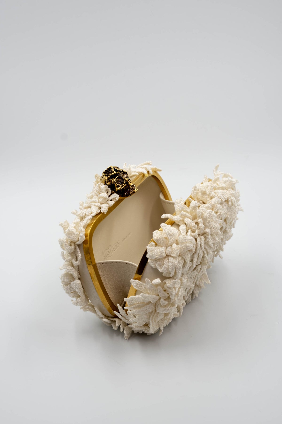 Alexander McQueen Glory Gold Skull Flower Applique Minaudiere Size Small 2010s