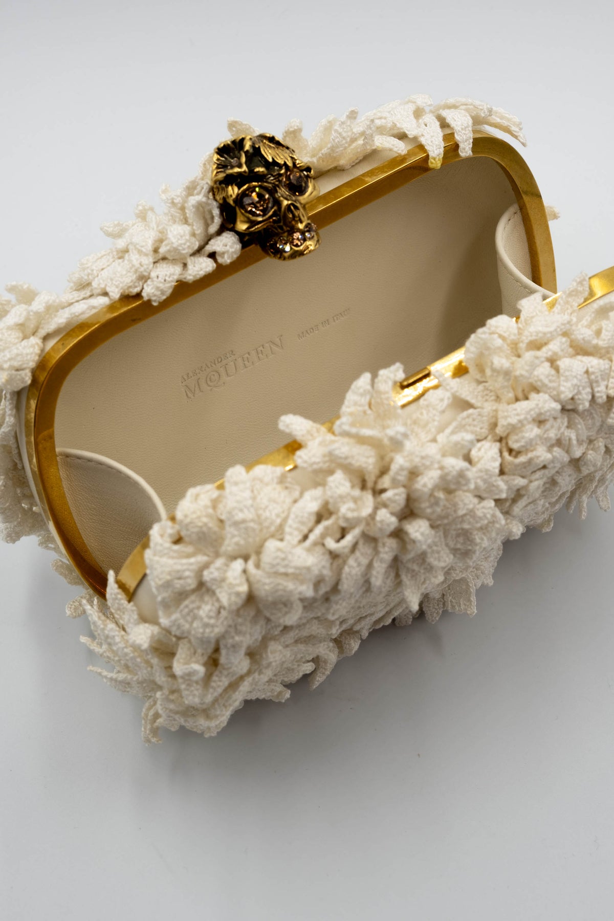 Alexander McQueen Glory Gold Skull Flower Applique Minaudiere Size Small 2010s